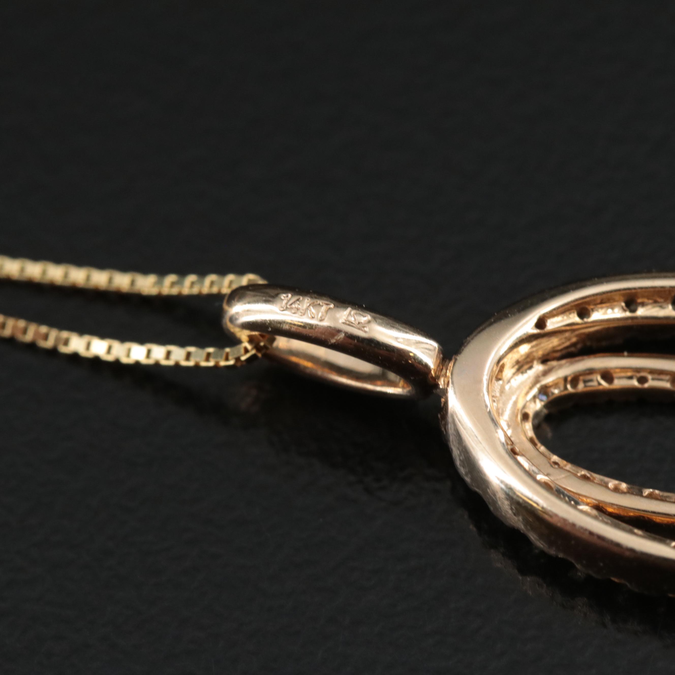 14K Diamond and Yellow Sapphire Pendant Necklace