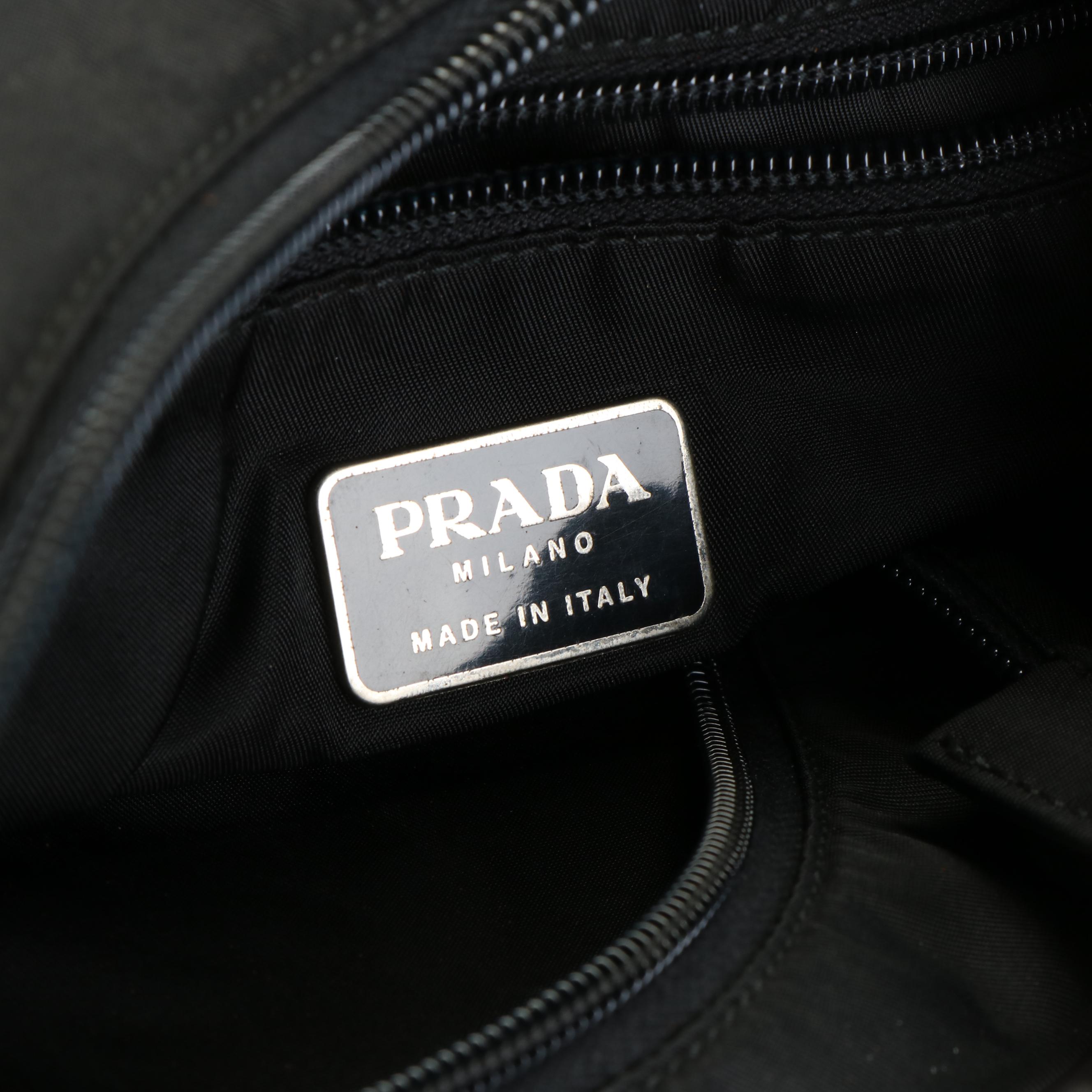 Vintage Prada Black Nylon and Lucite Handle Shoulder Bag