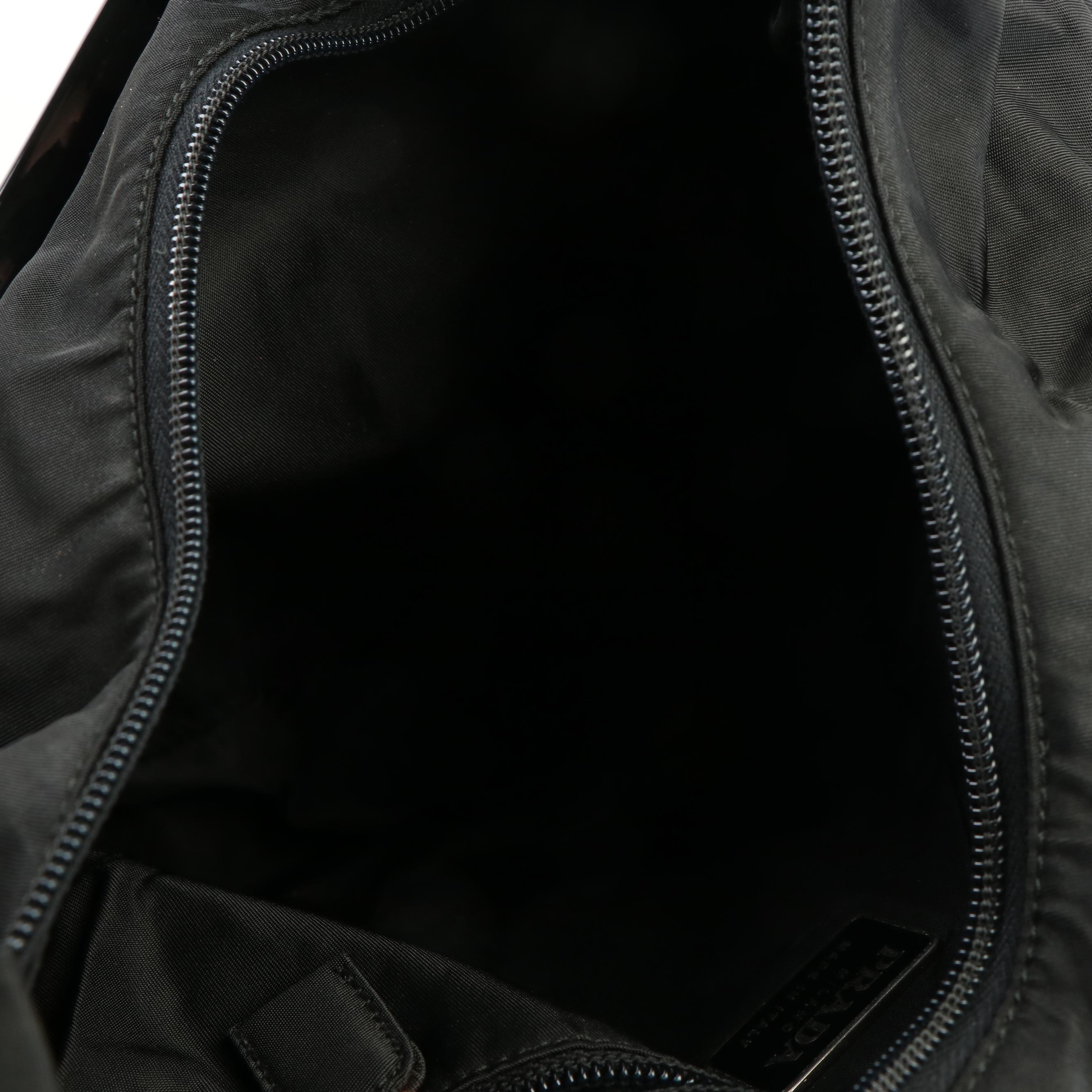 Vintage Prada Black Nylon and Lucite Handle Shoulder Bag