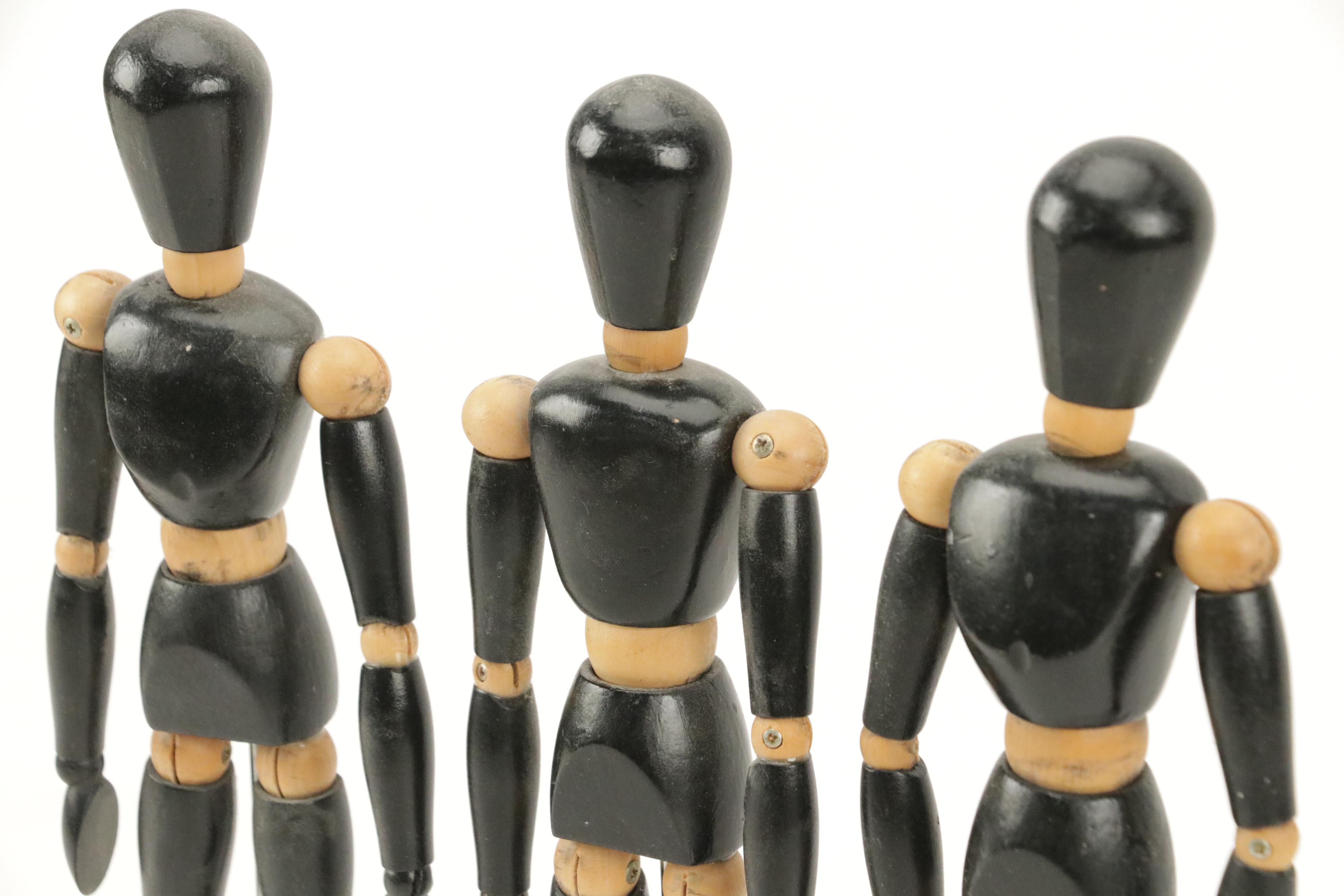 Painted Wood Poseable Mannequin Figures for Drawing