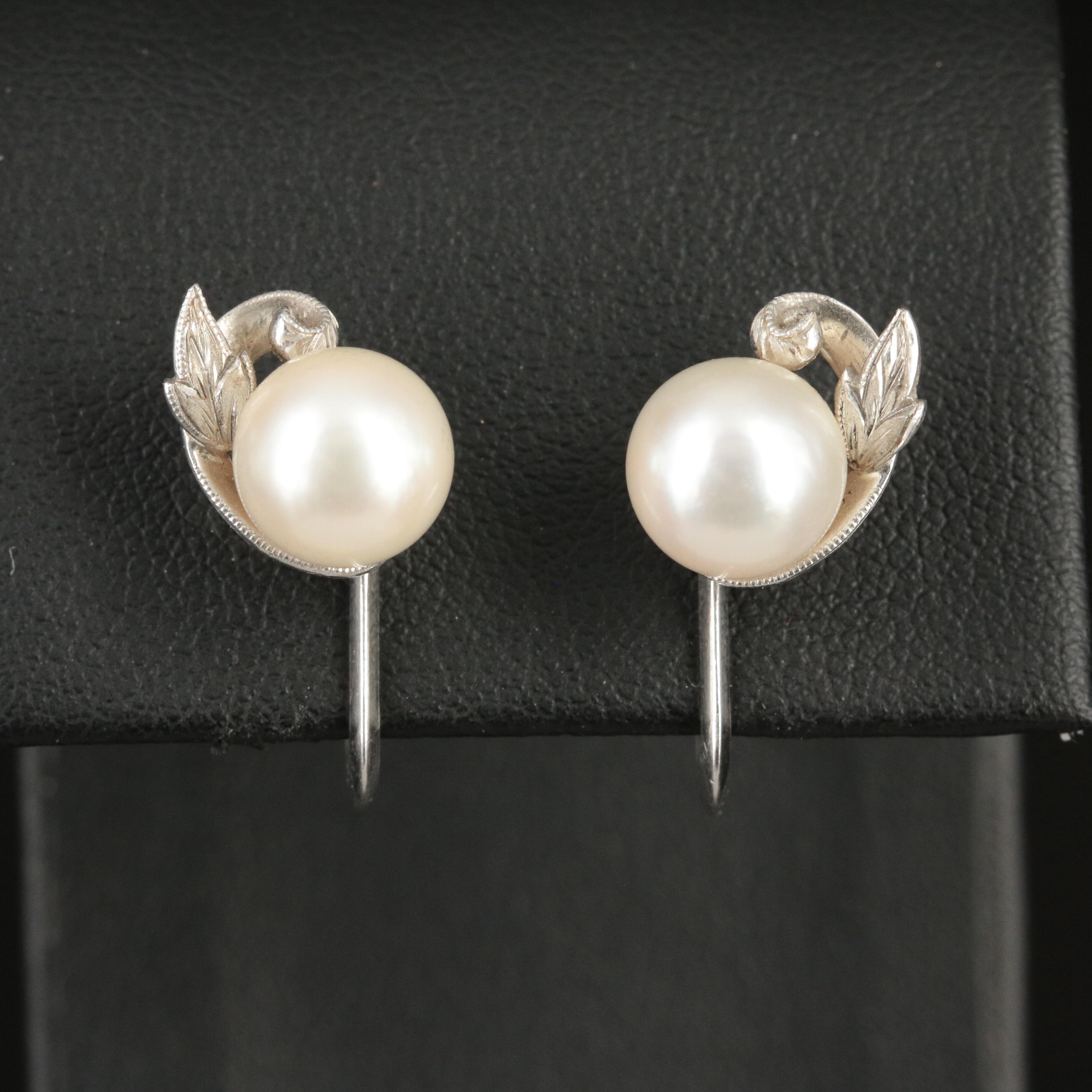 Vintage Mikimoto 14K Pearl Earrings
