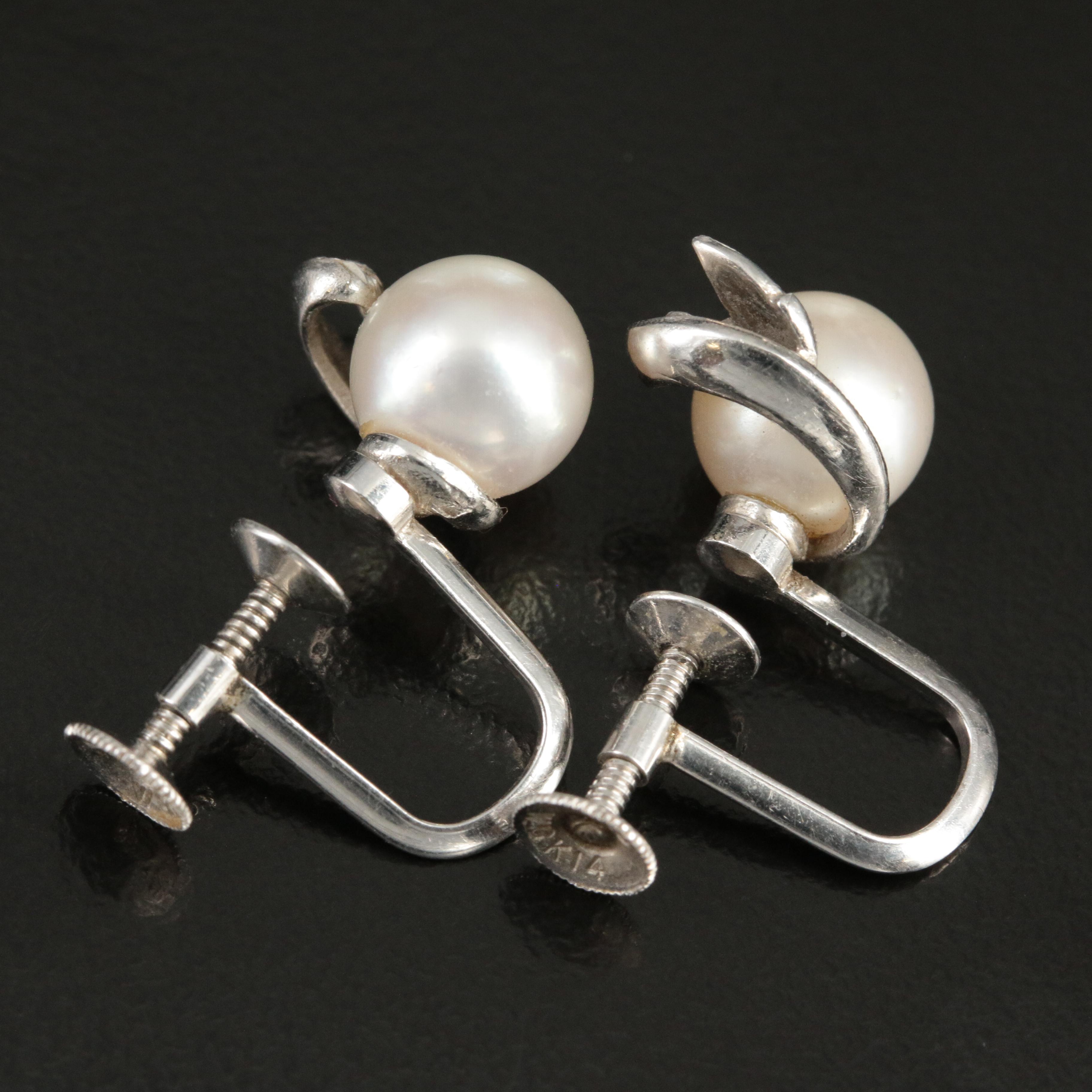 Vintage Mikimoto 14K Pearl Earrings