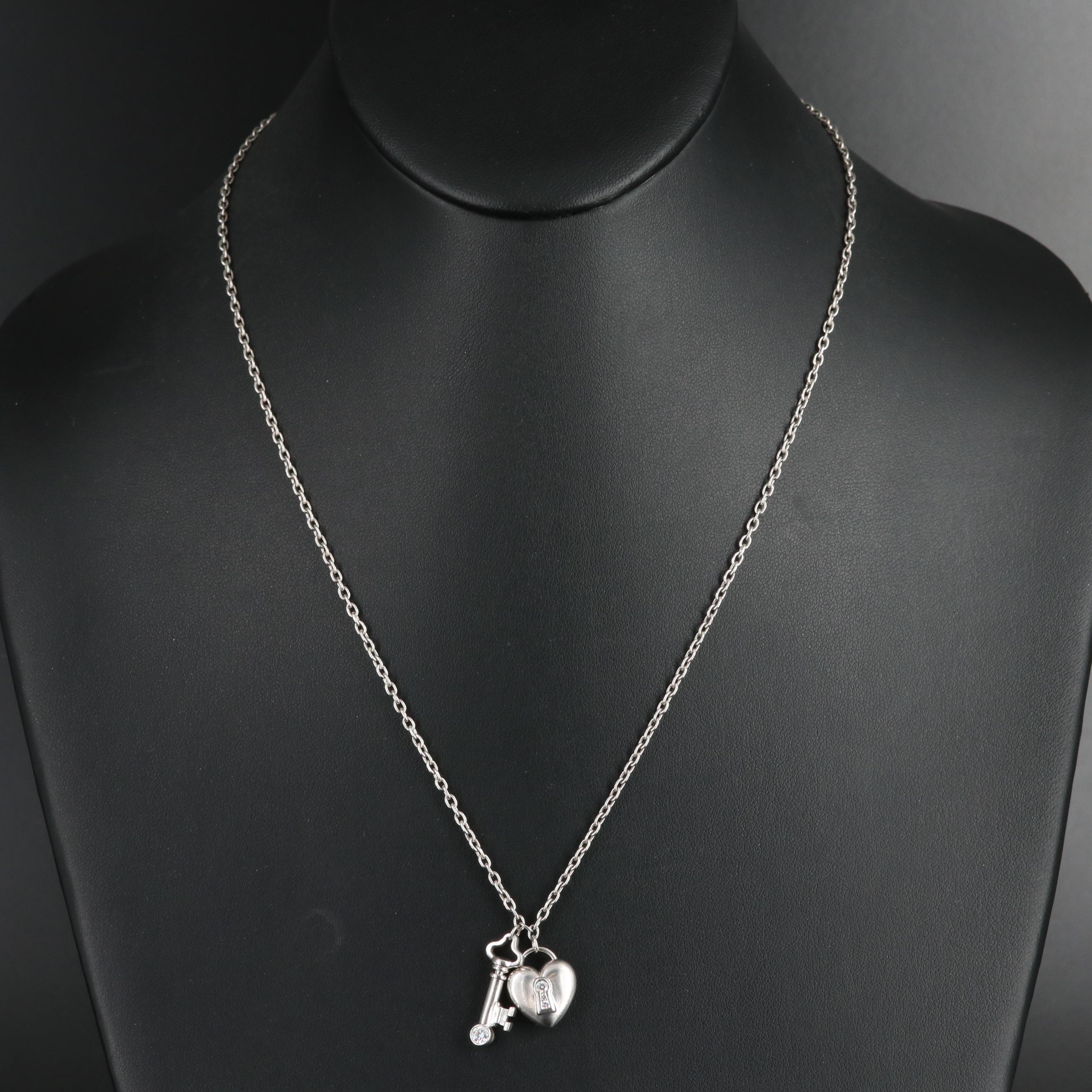 Tiffany & Co. Platinum and 0.17 CTW Diamond Lock and Key Necklace