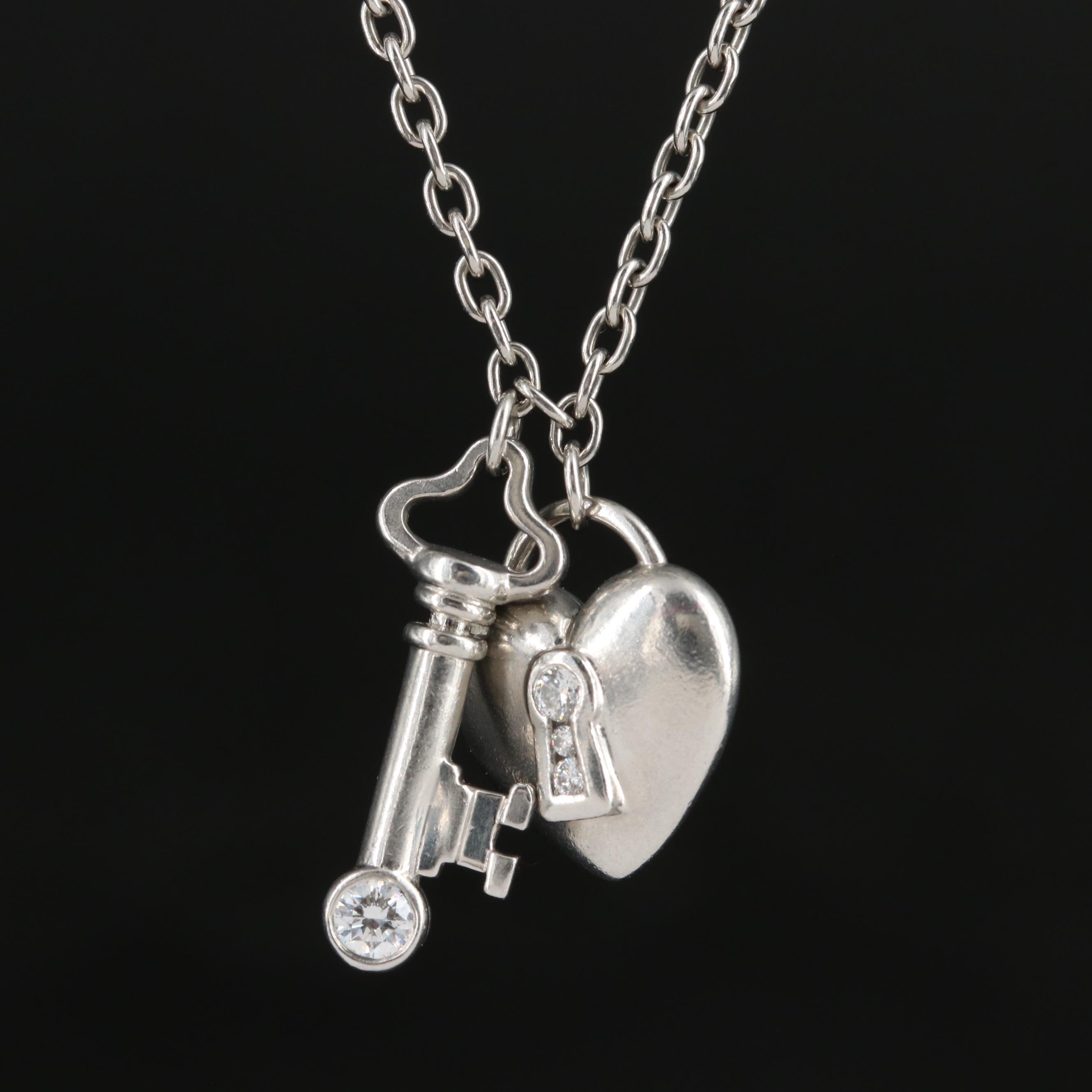 Tiffany & Co. Platinum and 0.17 CTW Diamond Lock and Key Necklace