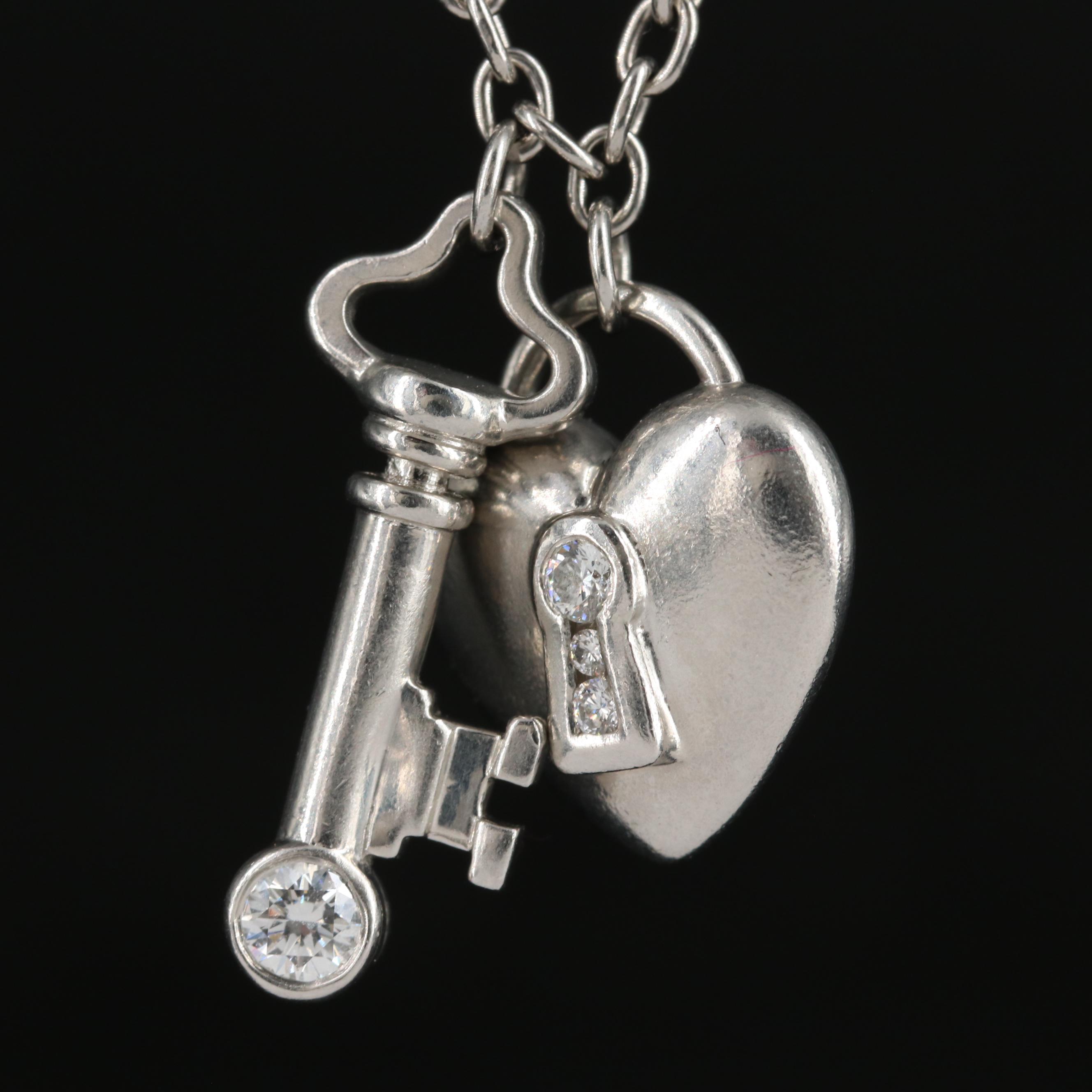 Tiffany & Co. Platinum and 0.17 CTW Diamond Lock and Key Necklace