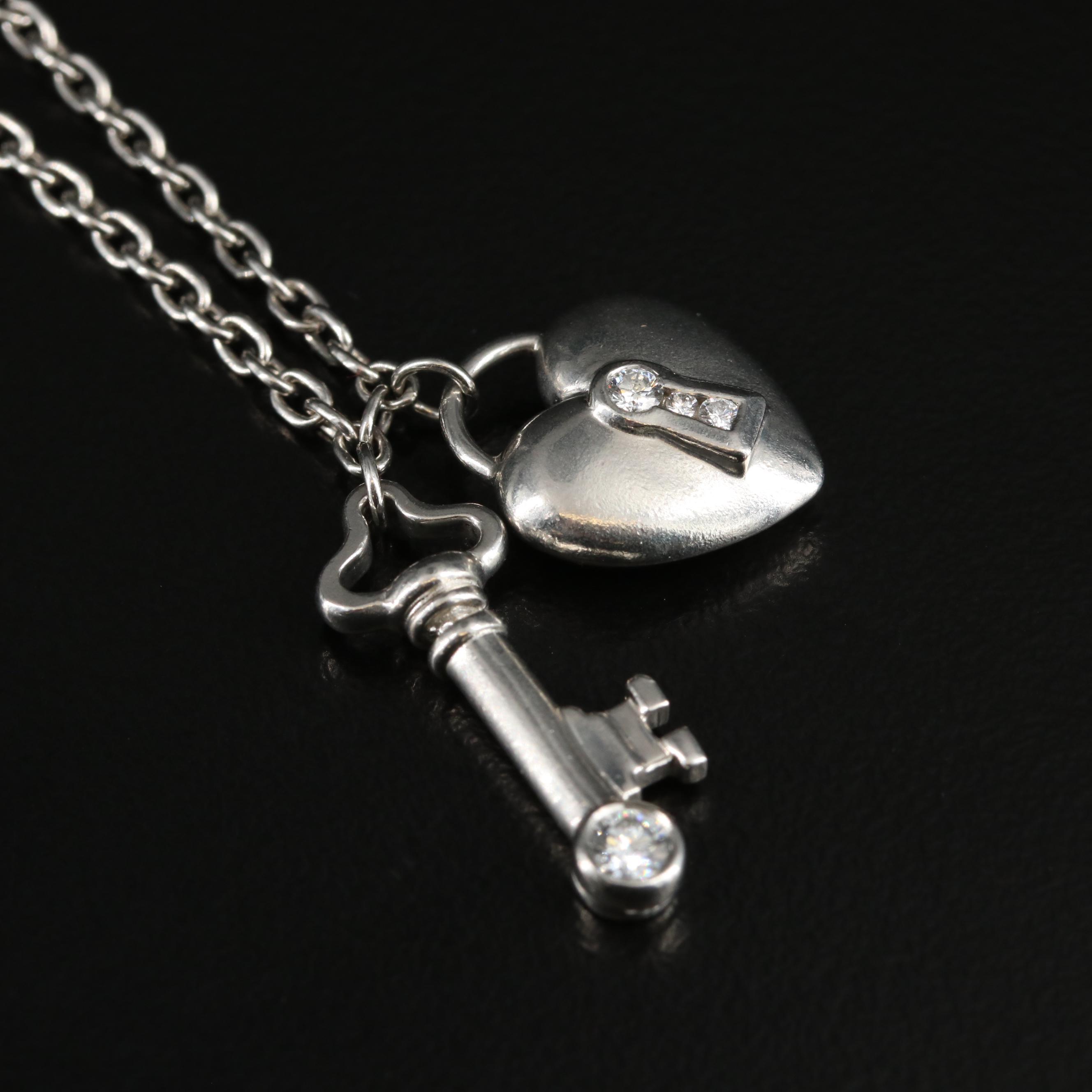 Tiffany & Co. Platinum and 0.17 CTW Diamond Lock and Key Necklace