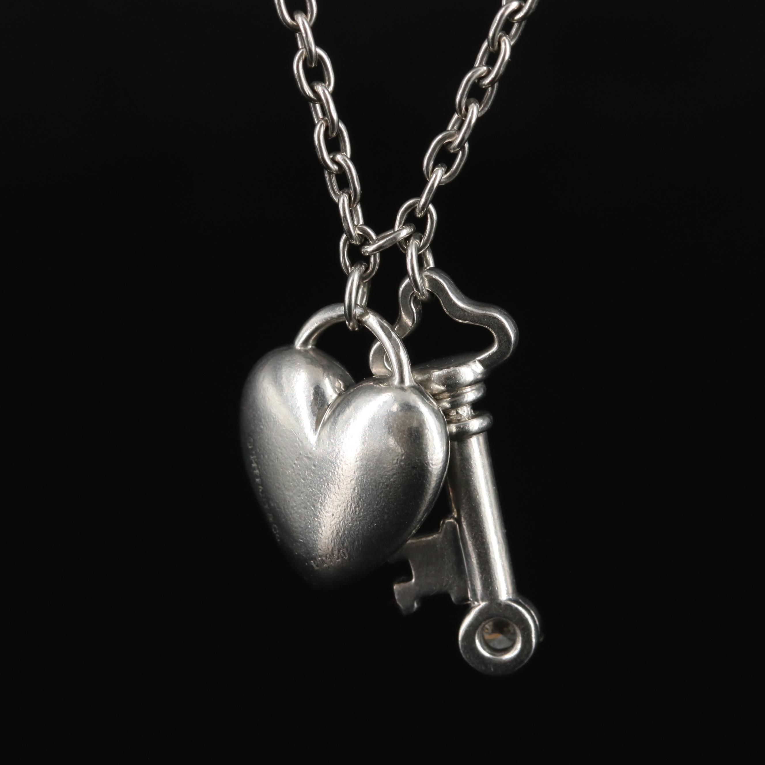 Tiffany & Co. Platinum and 0.17 CTW Diamond Lock and Key Necklace