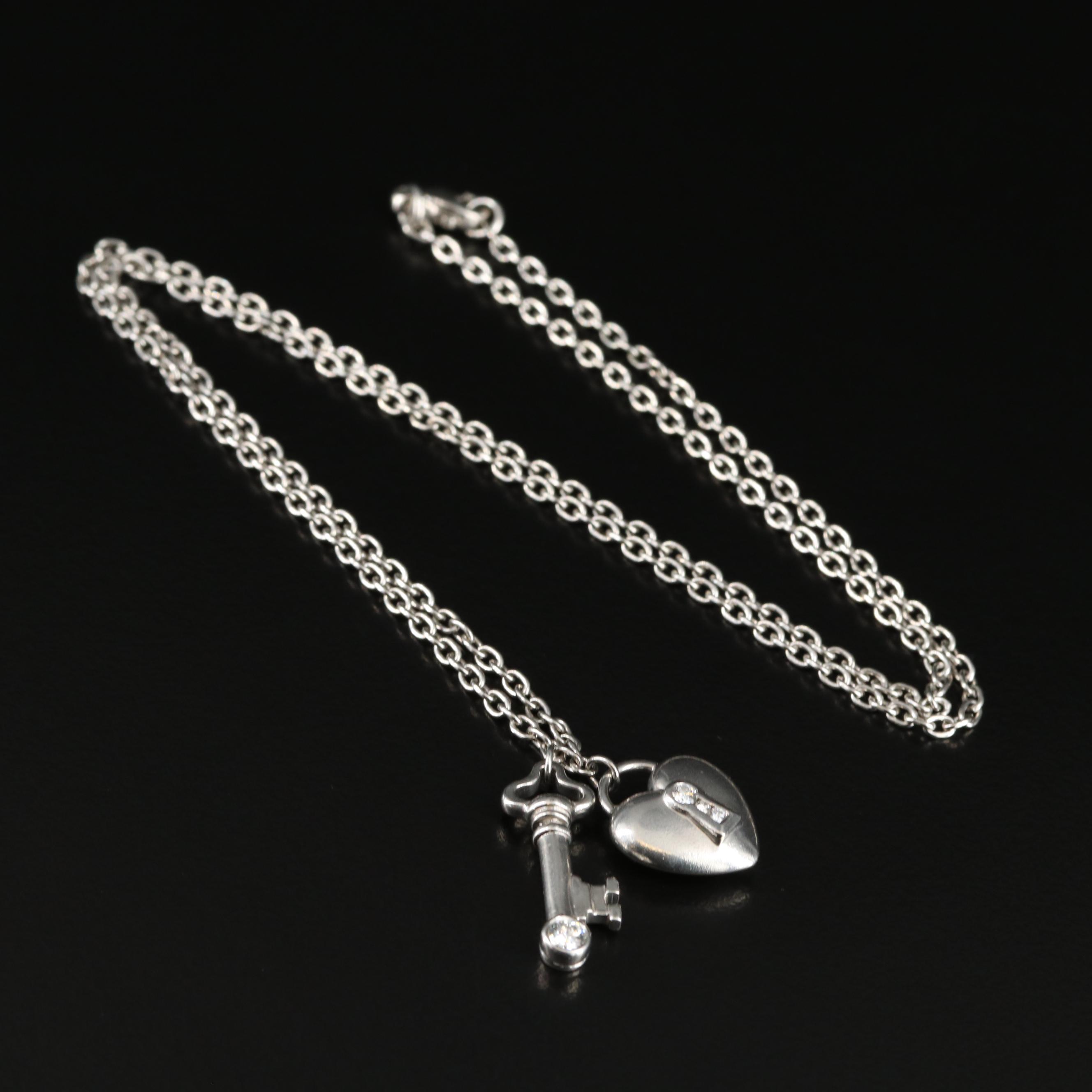 Tiffany & Co. Platinum and 0.17 CTW Diamond Lock and Key Necklace