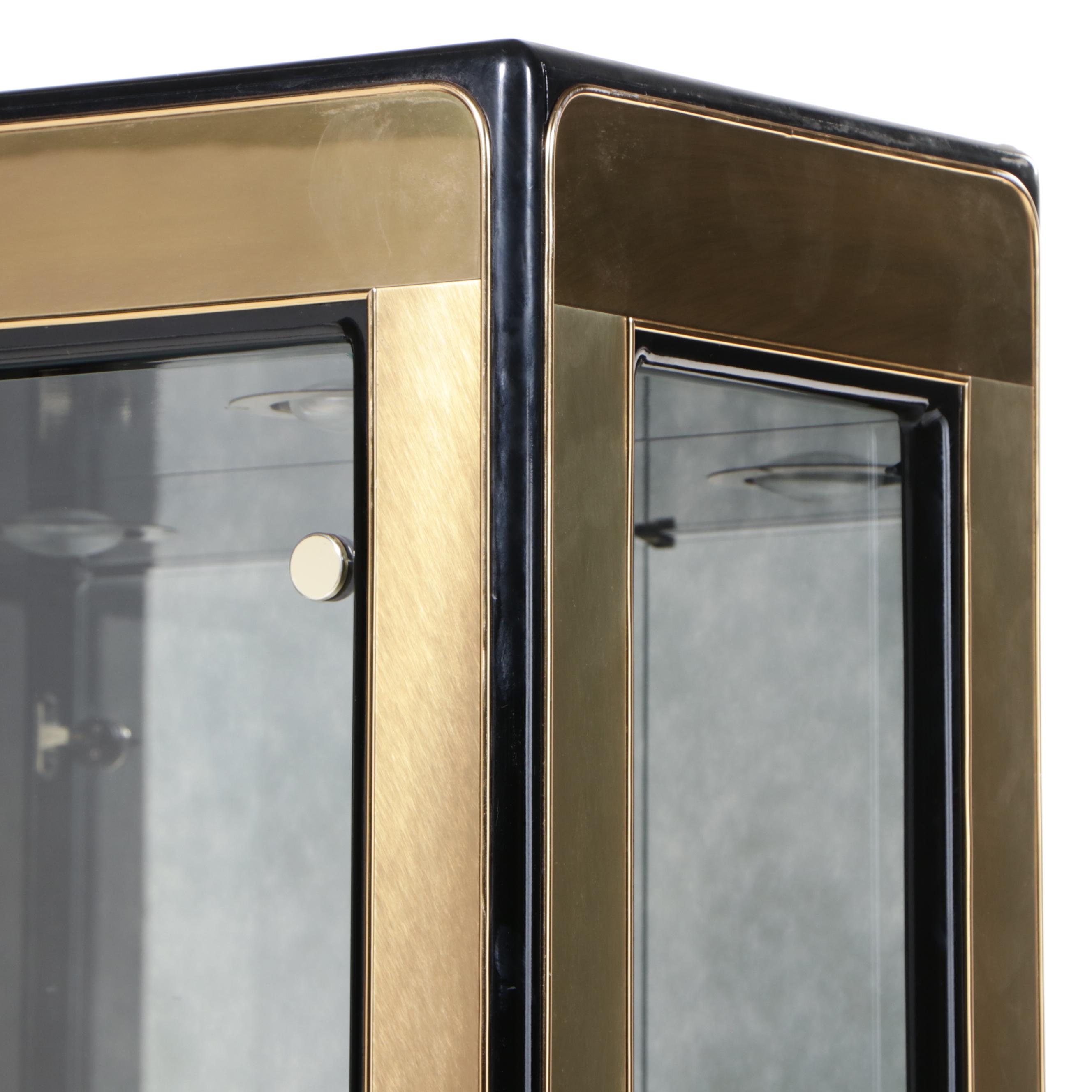 Mastercraft Chinese Style Brass-Mounted and Black-Lacquered Display Cabinet
