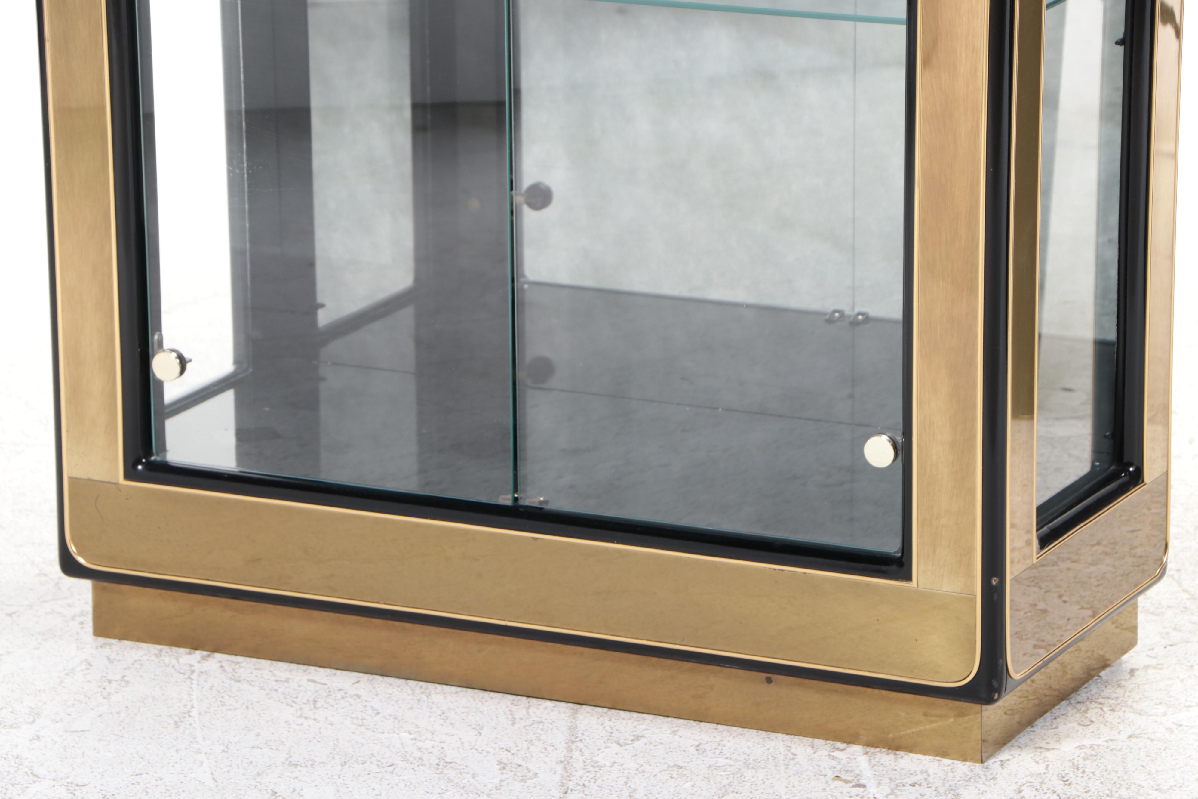 Mastercraft Chinese Style Brass-Mounted and Black-Lacquered Display Cabinet
