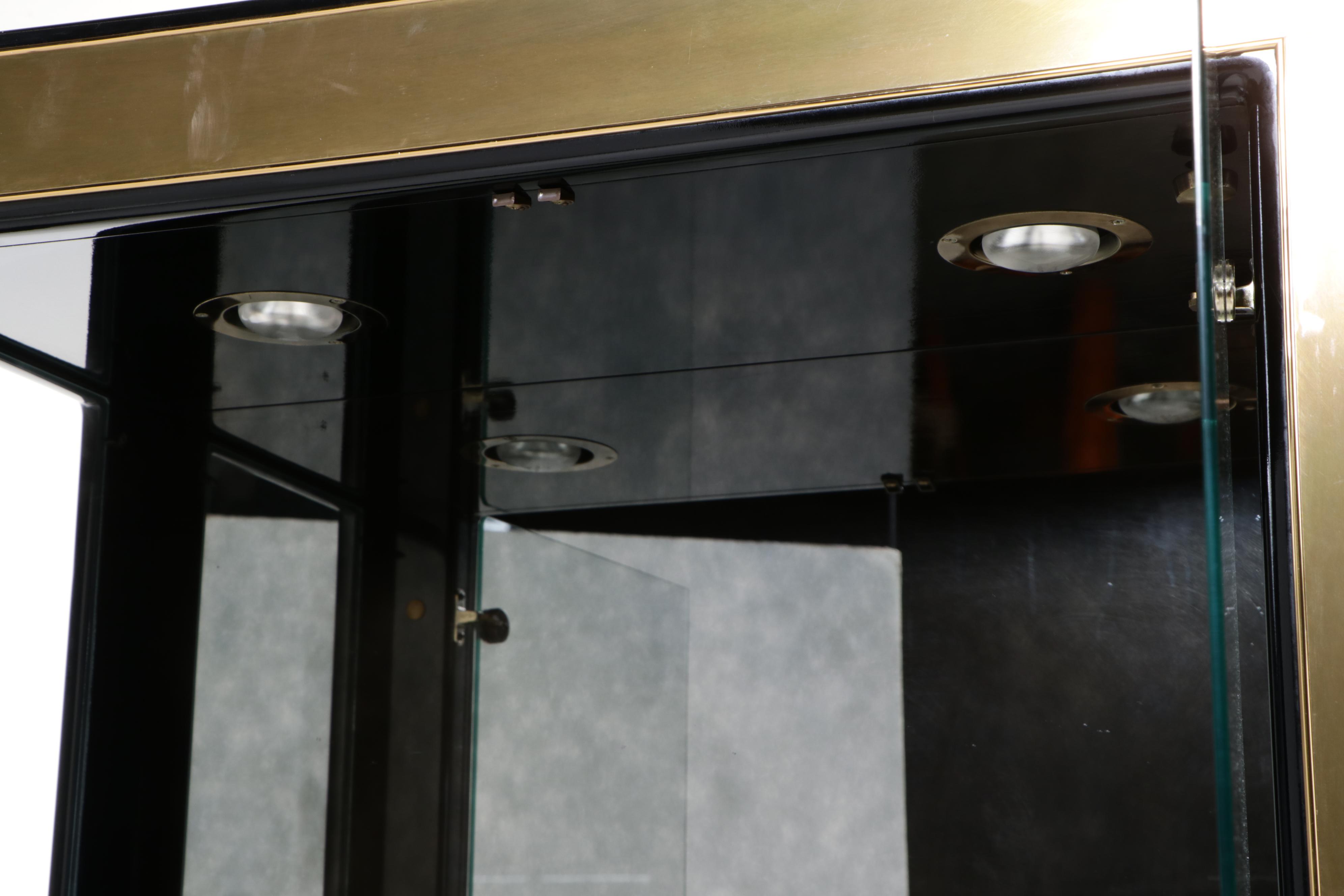 Mastercraft Chinese Style Brass-Mounted and Black-Lacquered Display Cabinet