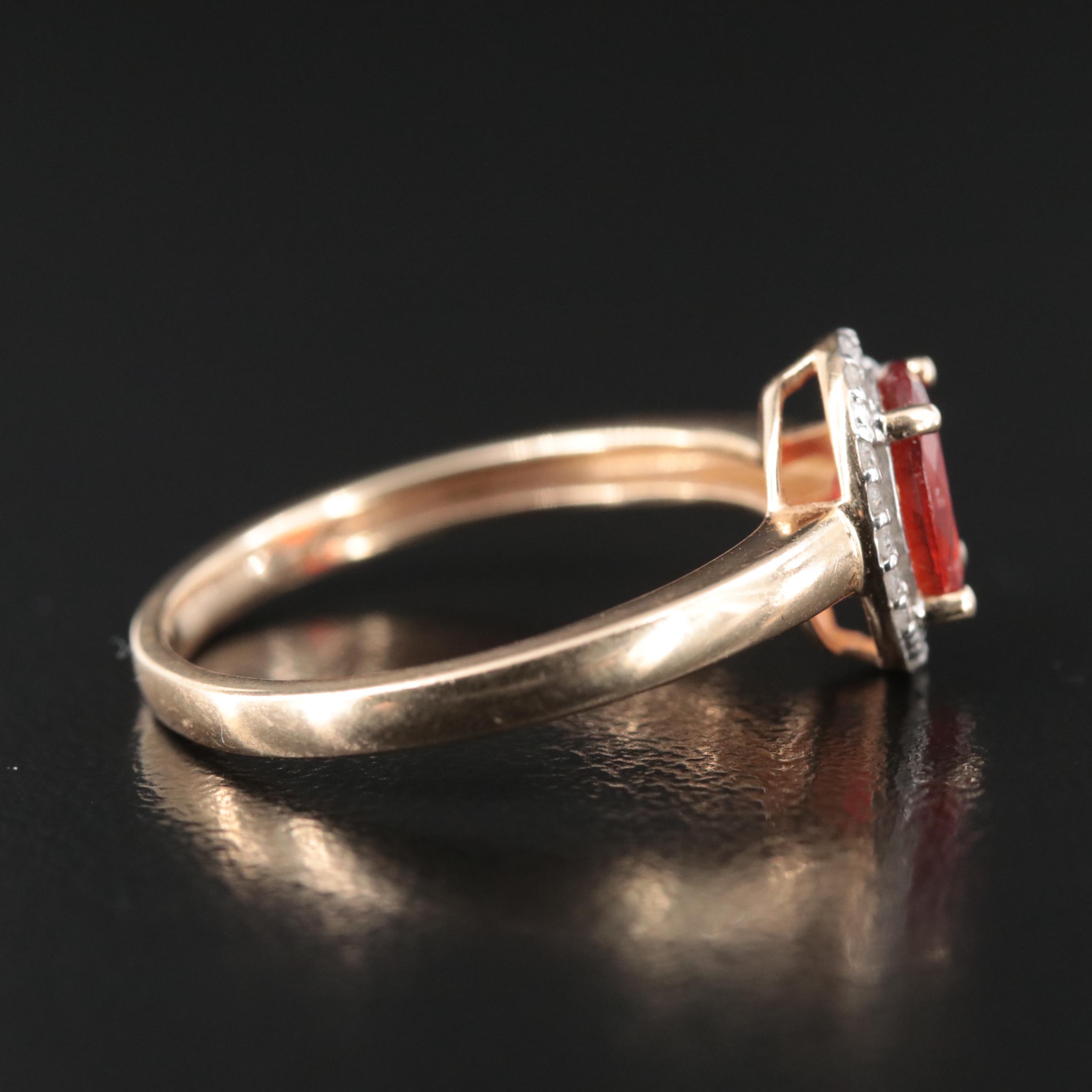 14K Fire Opal and Diamond Ring