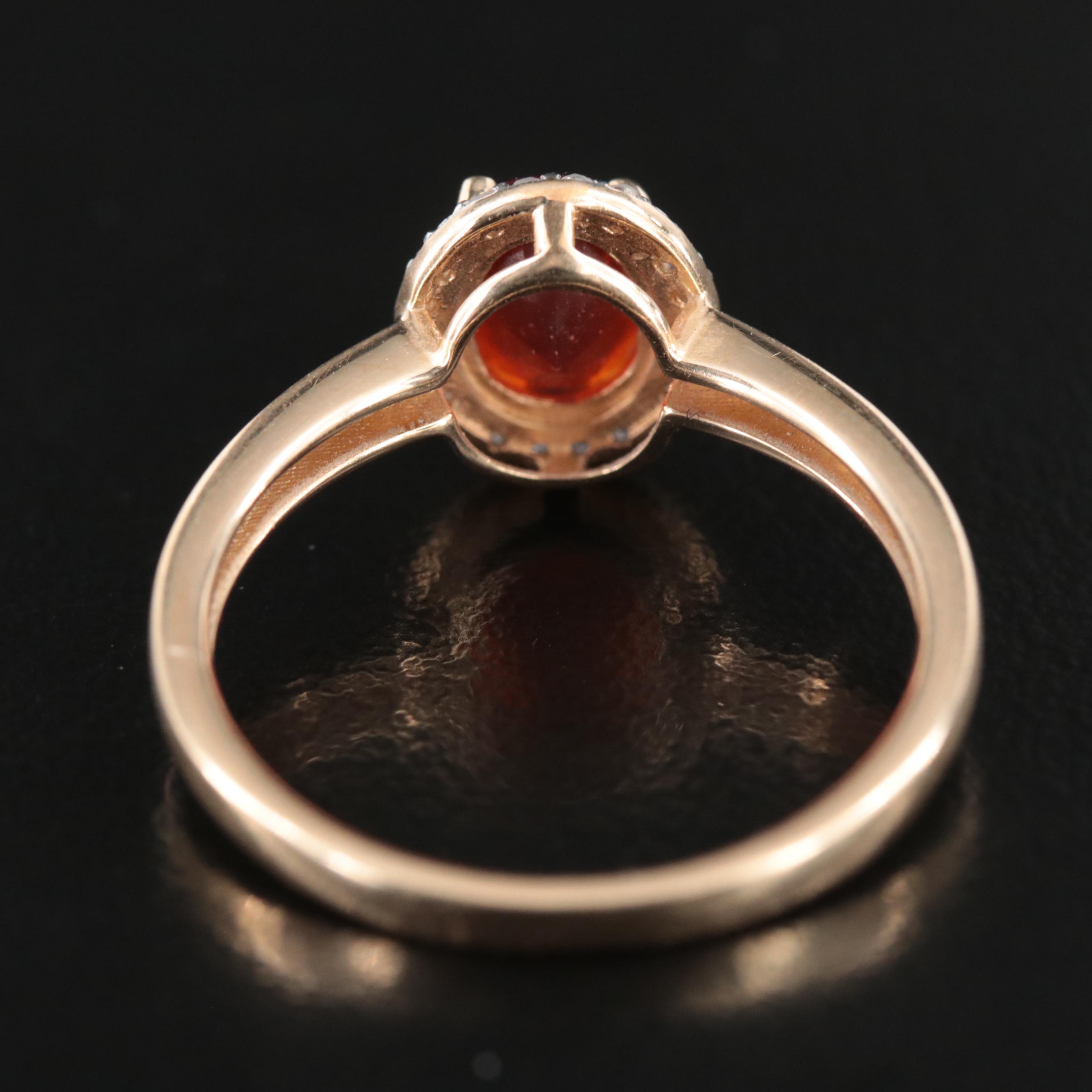 14K Fire Opal and Diamond Ring