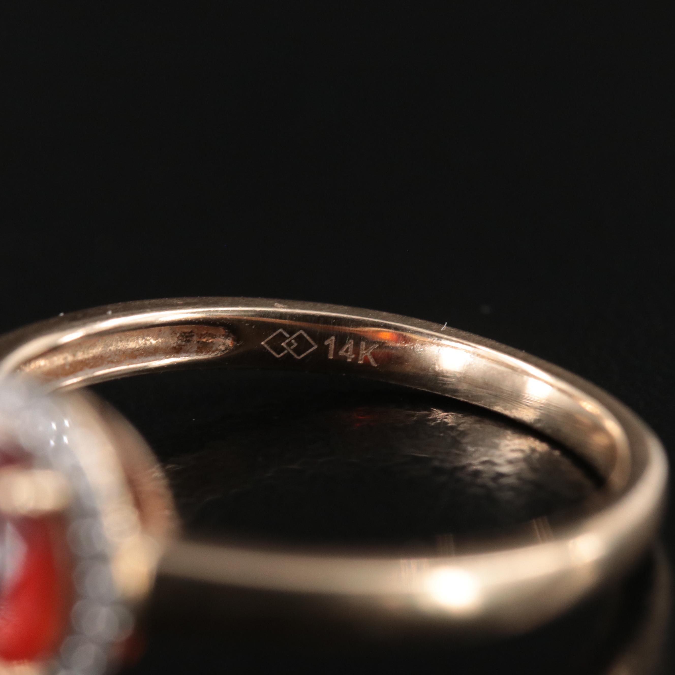 14K Fire Opal and Diamond Ring