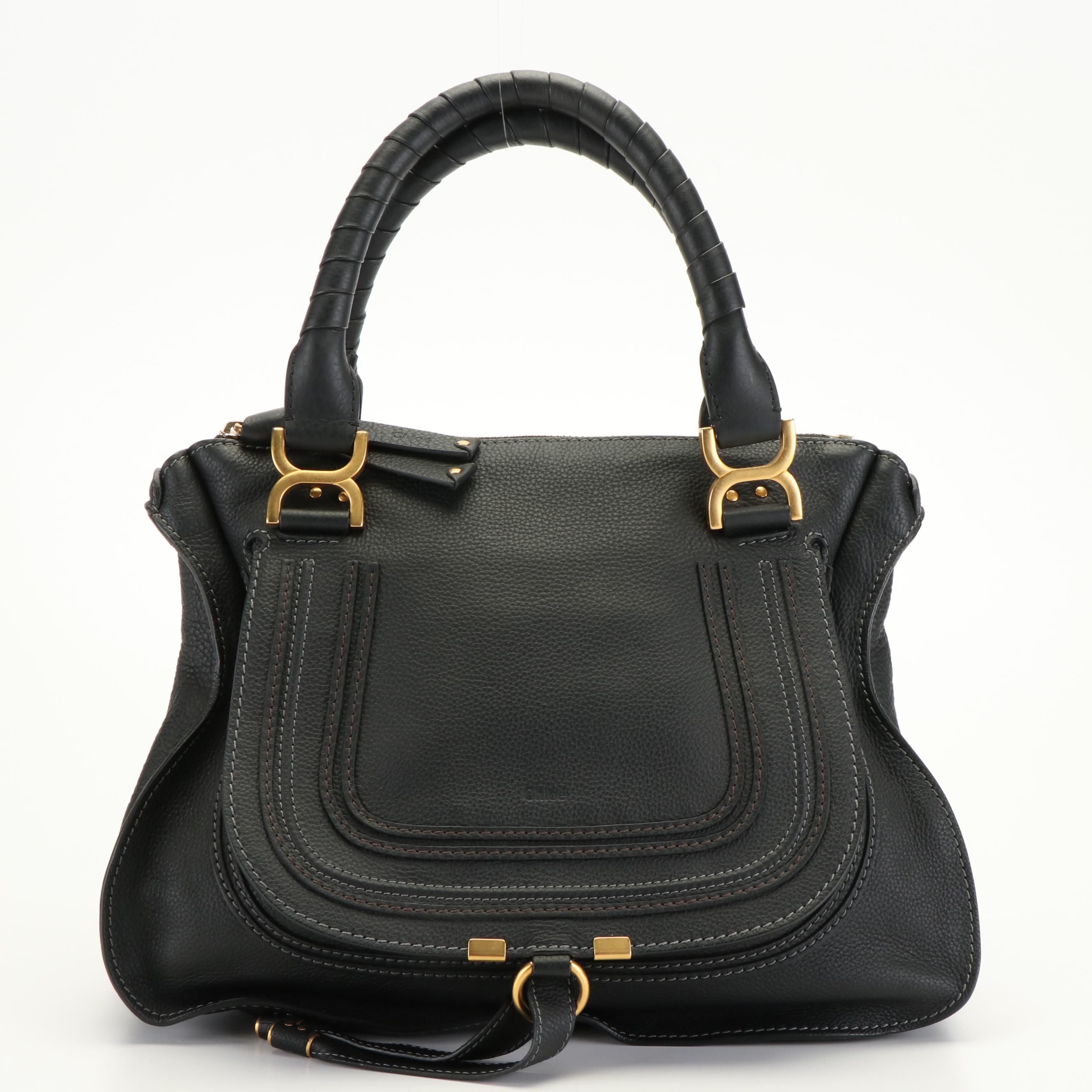 Chloé Marcie Flap Bag in Black Leather