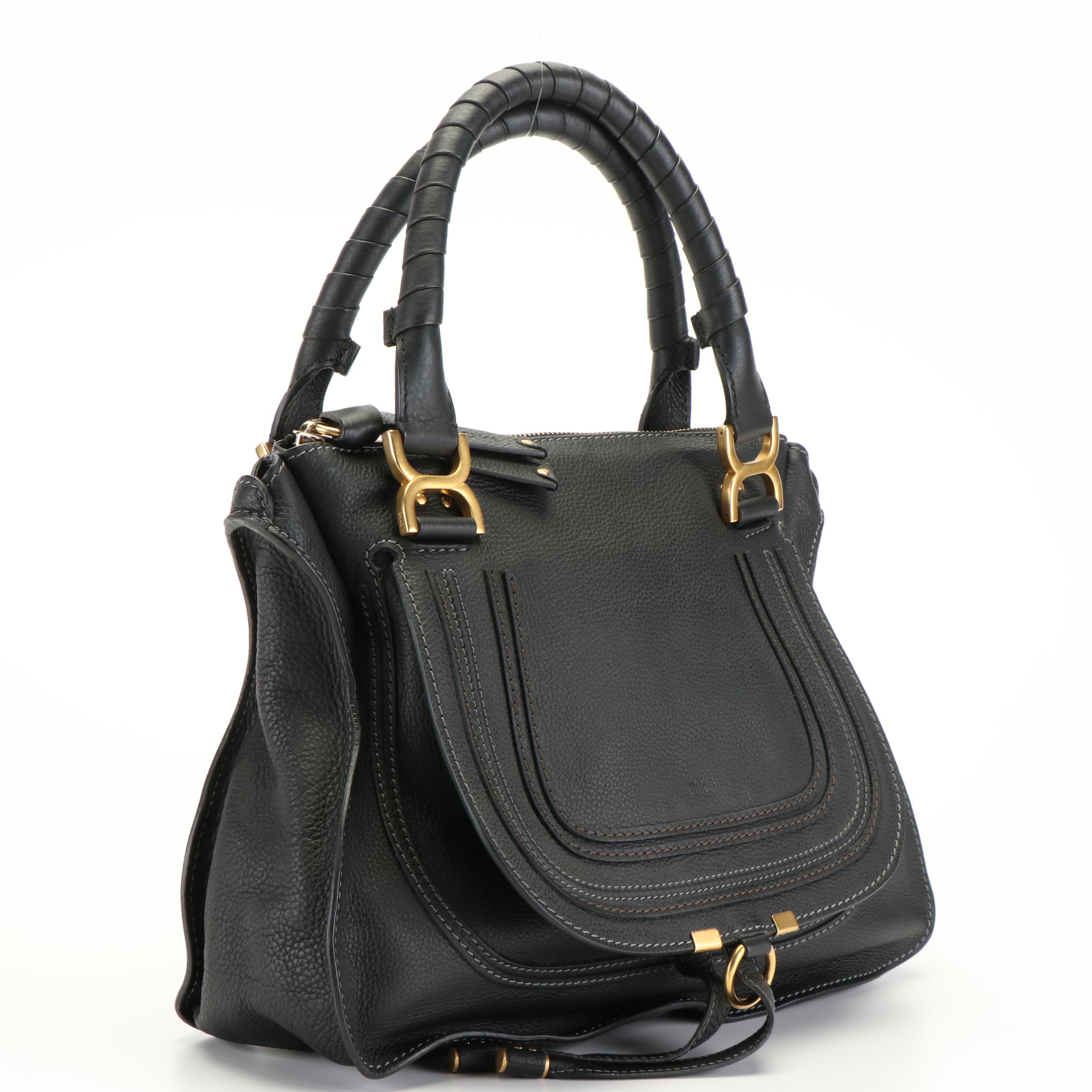 Chloé Marcie Flap Bag in Black Leather