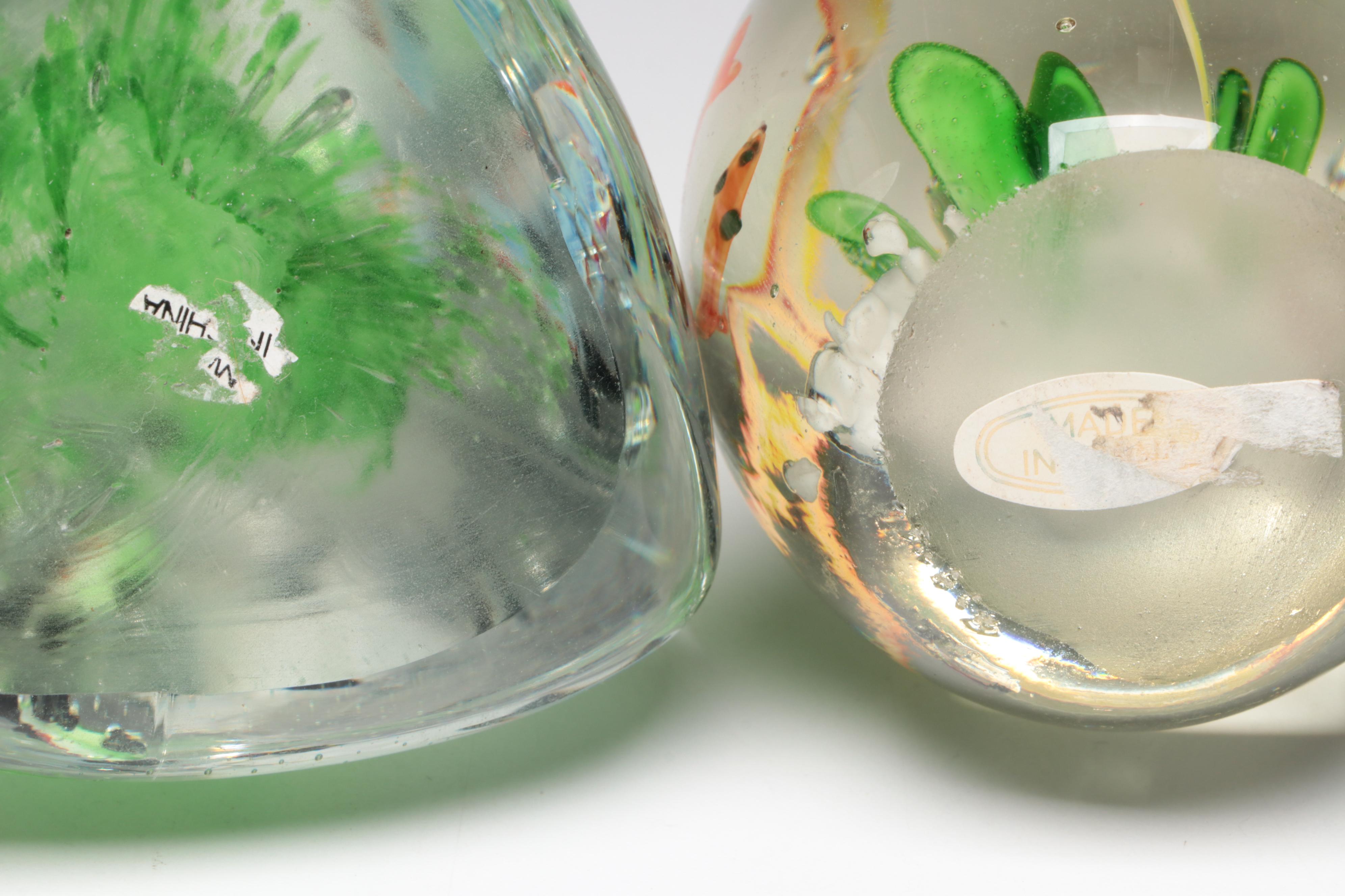 Murano Style Fish Aquarium Art Glass Paperweights