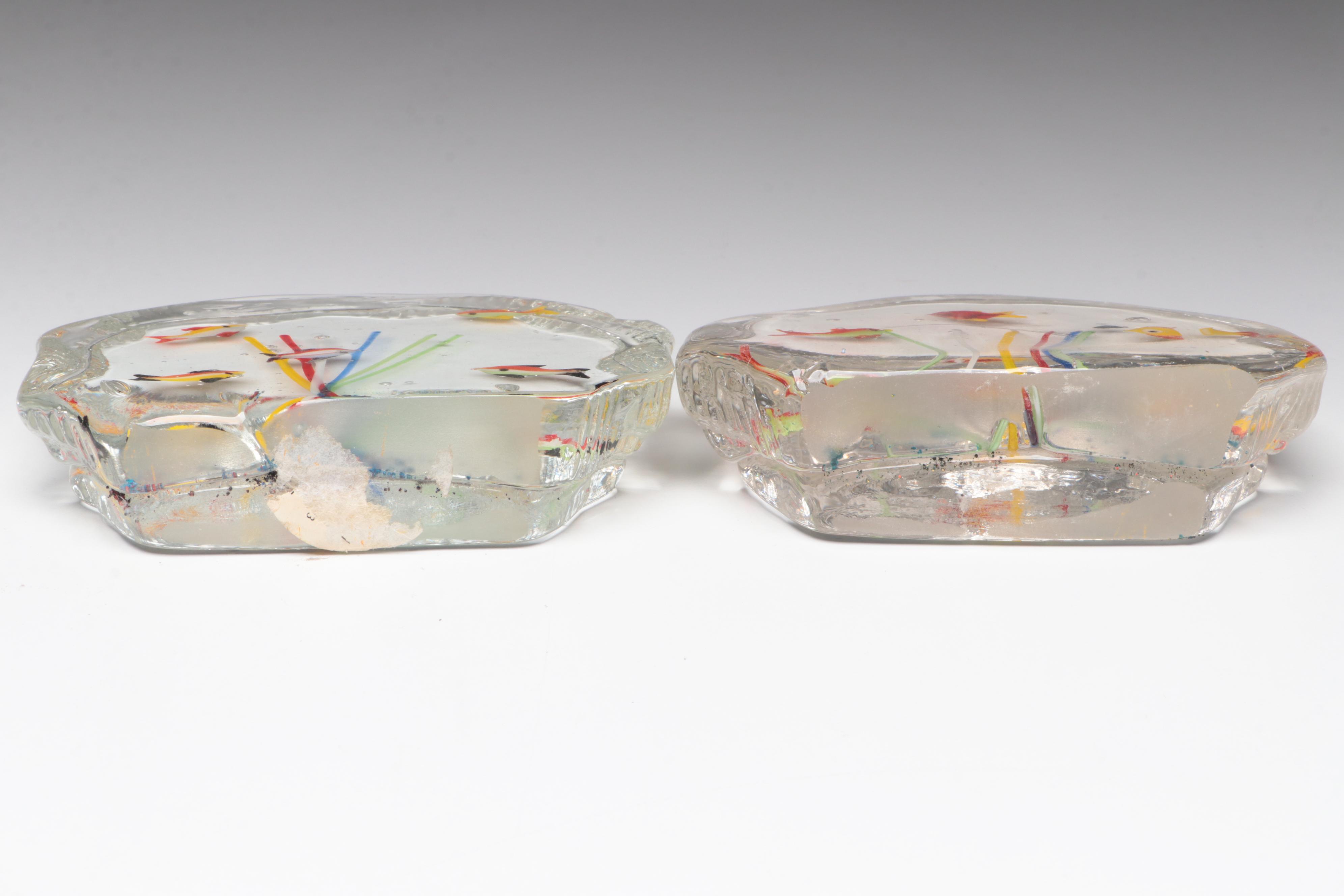 Murano Style Fish Aquarium Art Glass Paperweights