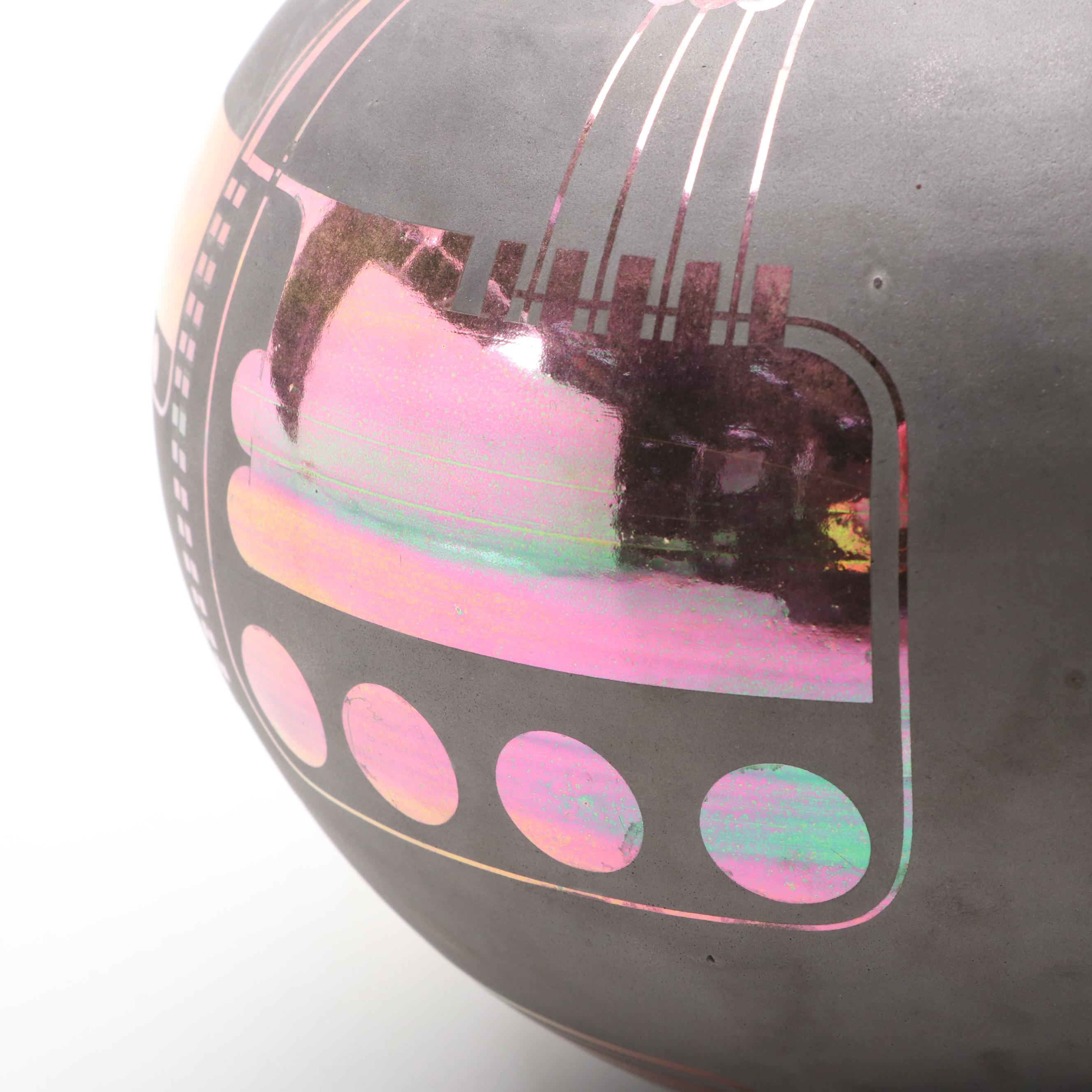 Iridescent Modern Signed Art Pottery Vase, 1989