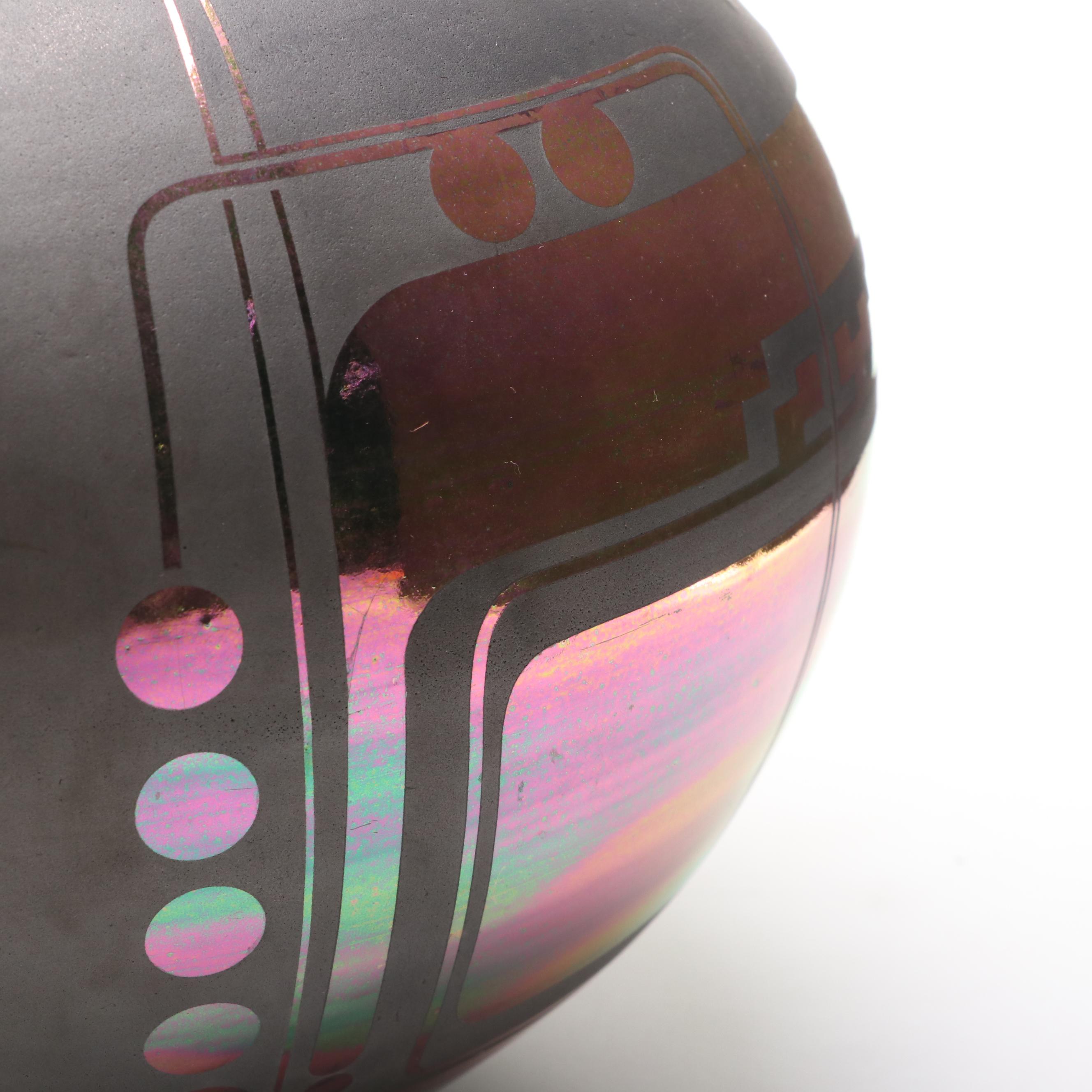 Iridescent Modern Signed Art Pottery Vase, 1989