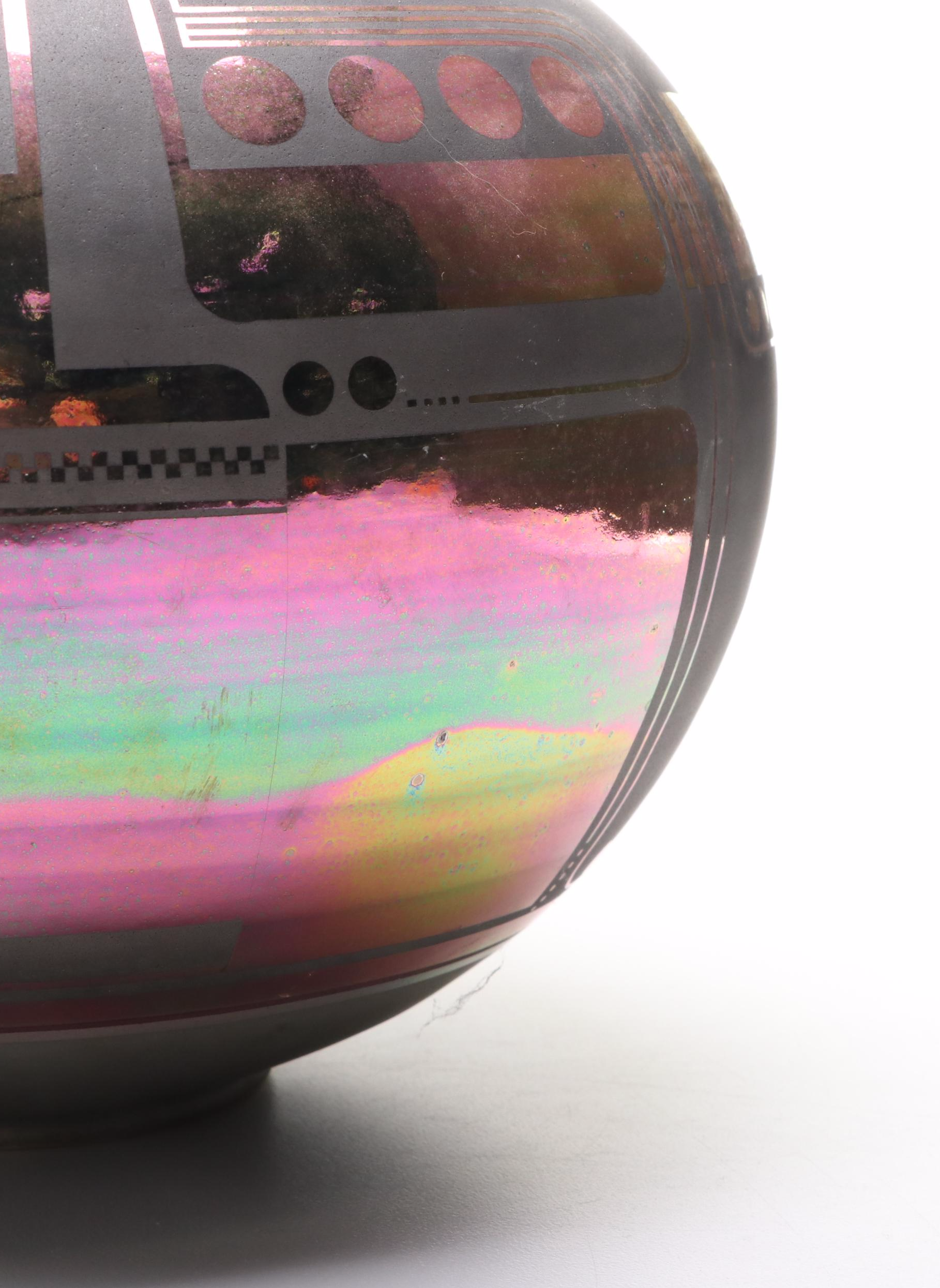 Iridescent Modern Signed Art Pottery Vase, 1989