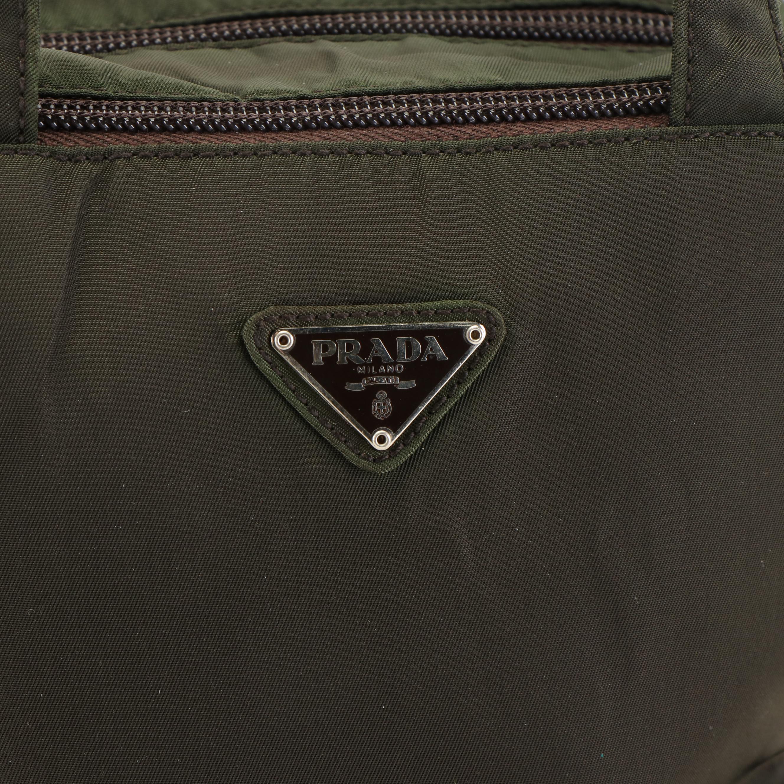 Prada Enamel Logo Tessuto Nylon Olive Green Handbag
