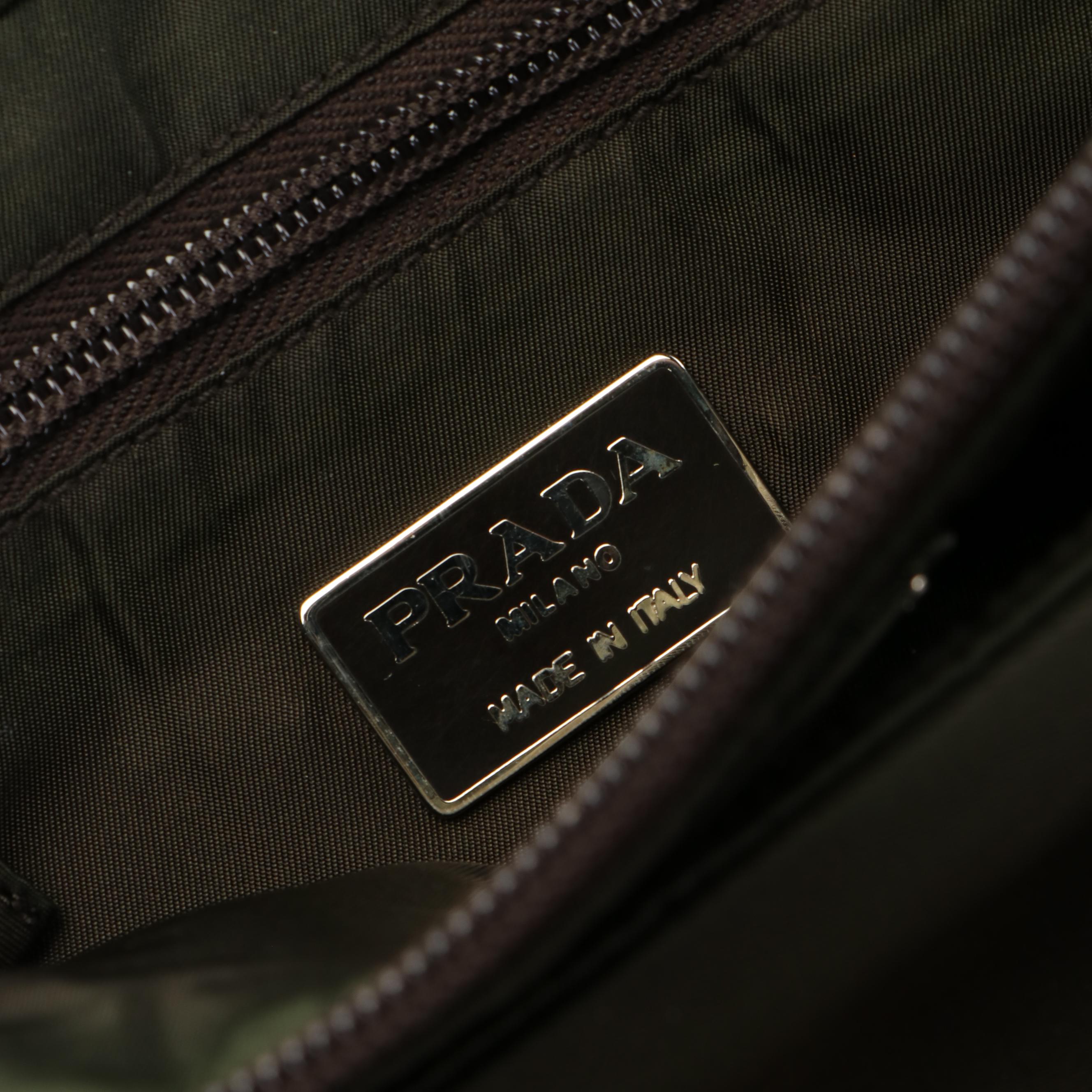 Prada Enamel Logo Tessuto Nylon Olive Green Handbag