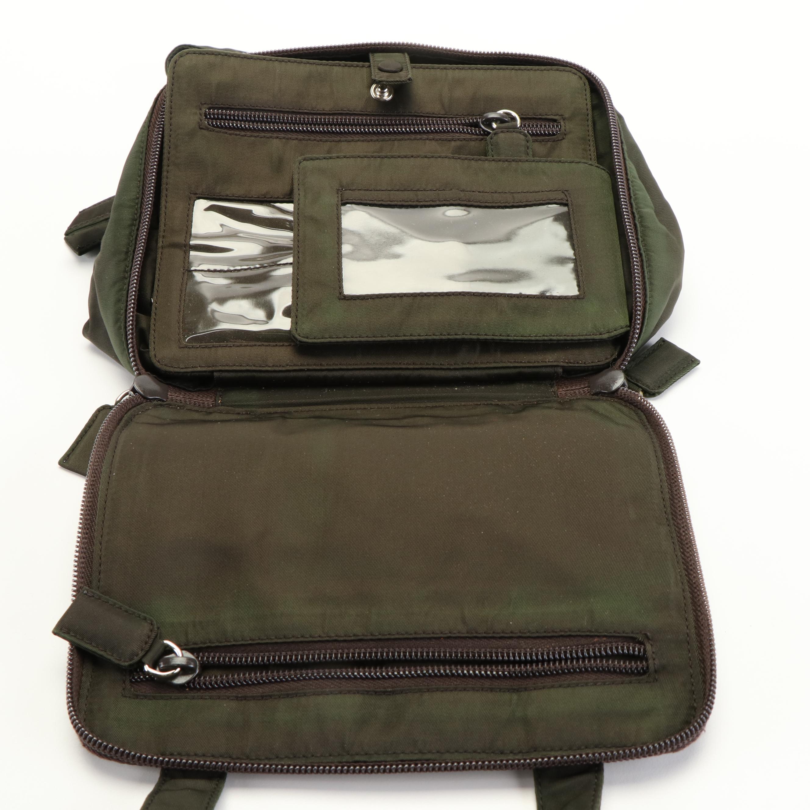 Prada Enamel Logo Tessuto Nylon Olive Green Handbag