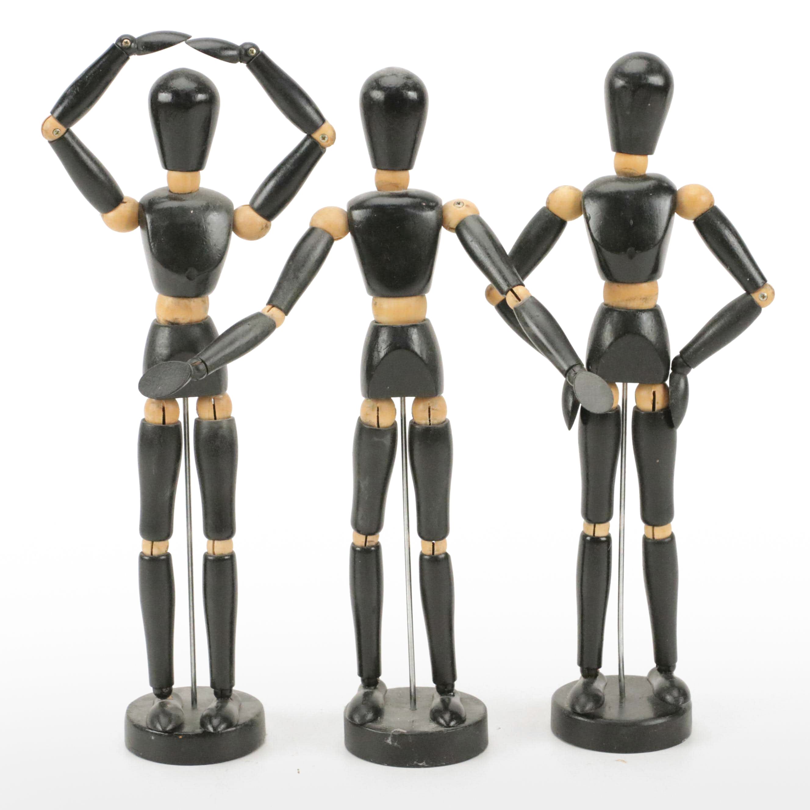 Painted Wood Poseable Mannequin Figures for Drawing