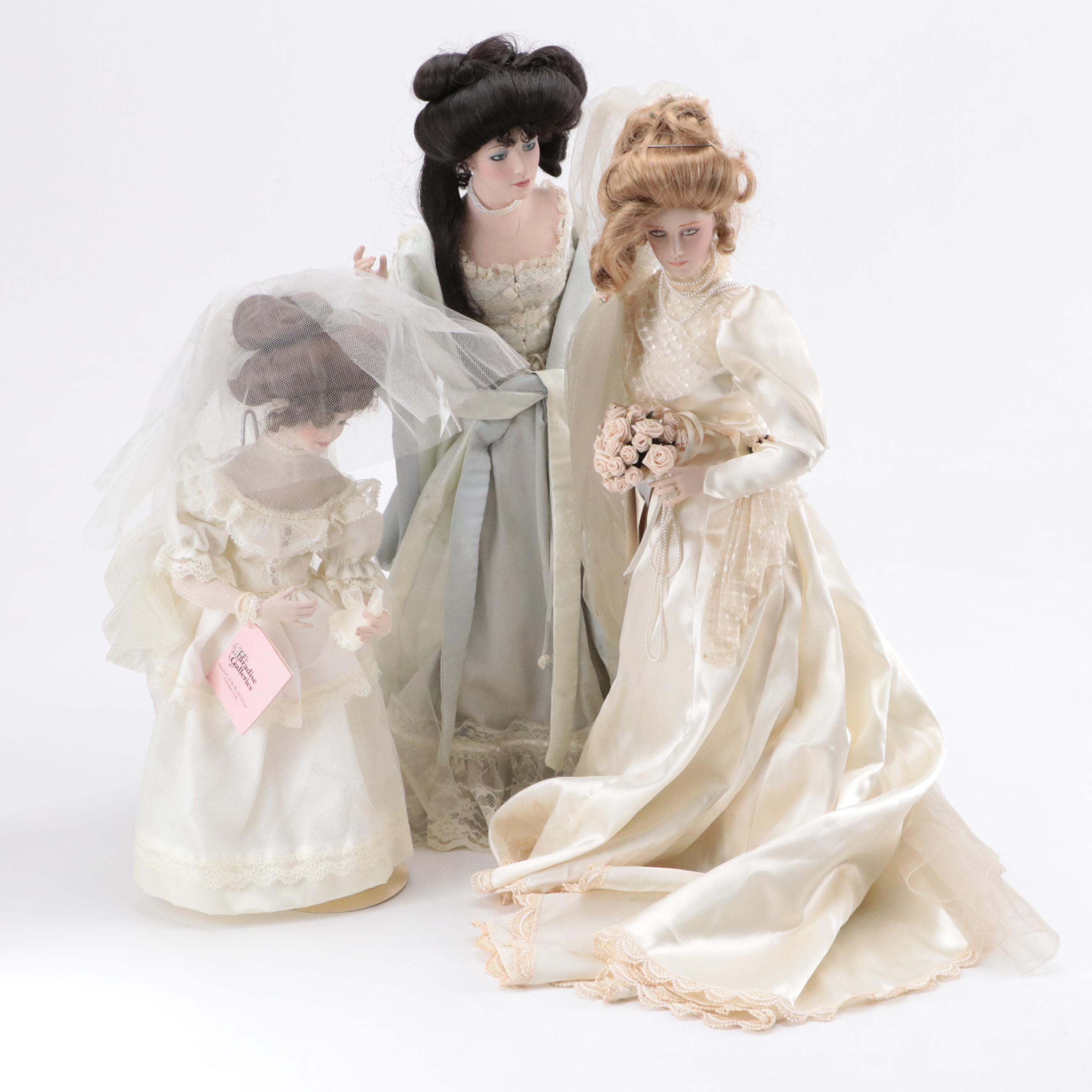 Franklin Heirloom "Gibson Girl" Dolls with Patricia Rose Bride Porcelain Doll
