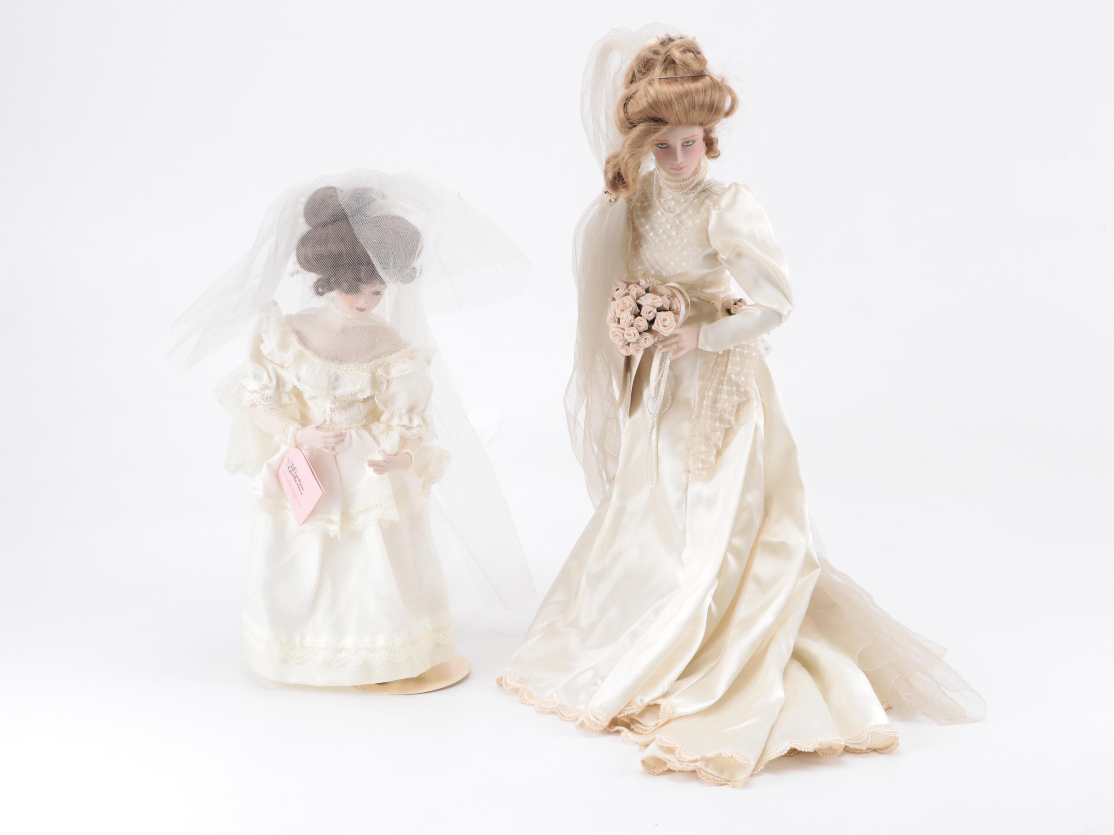 Franklin Heirloom "Gibson Girl" Dolls with Patricia Rose Bride Porcelain Doll
