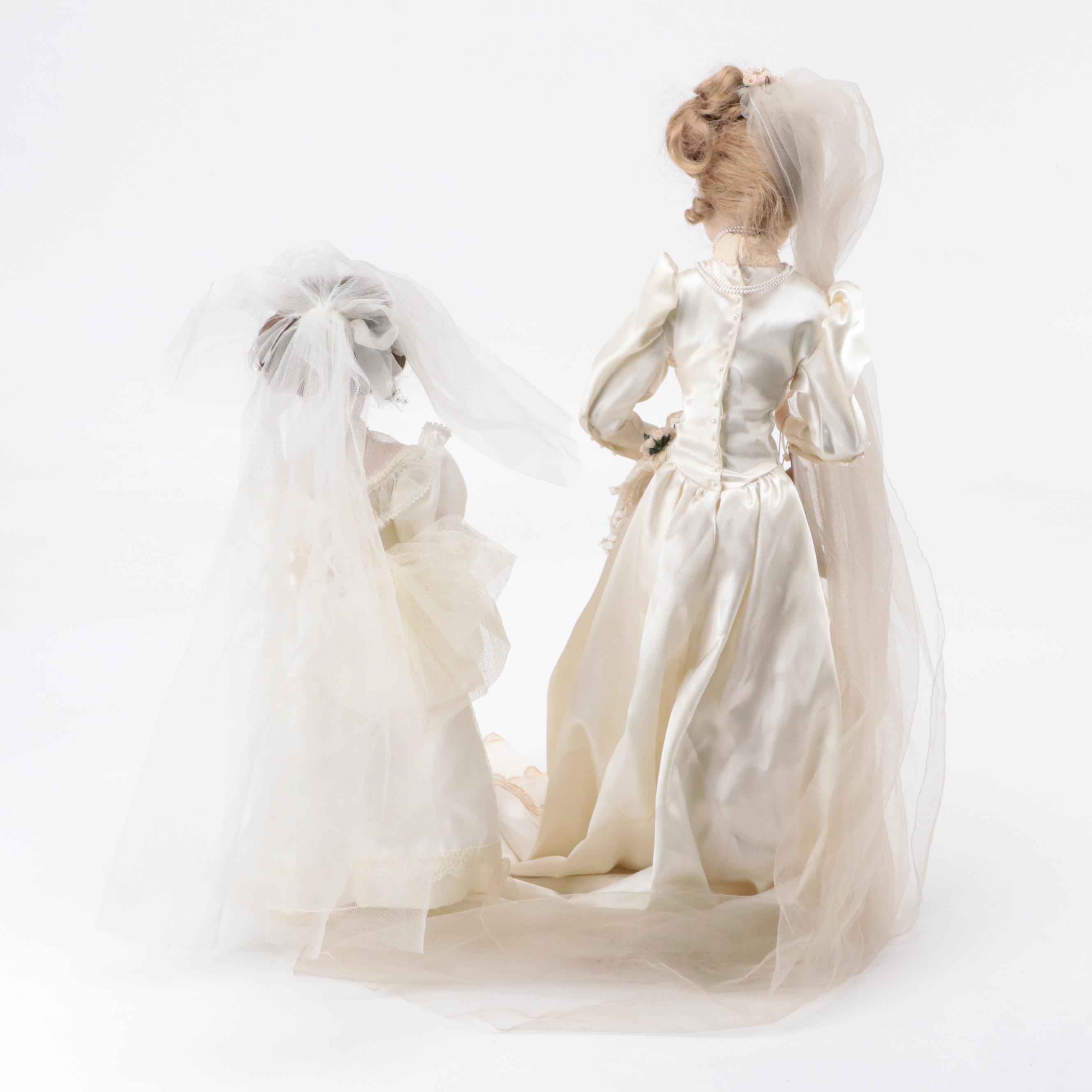 Franklin Heirloom "Gibson Girl" Dolls with Patricia Rose Bride Porcelain Doll