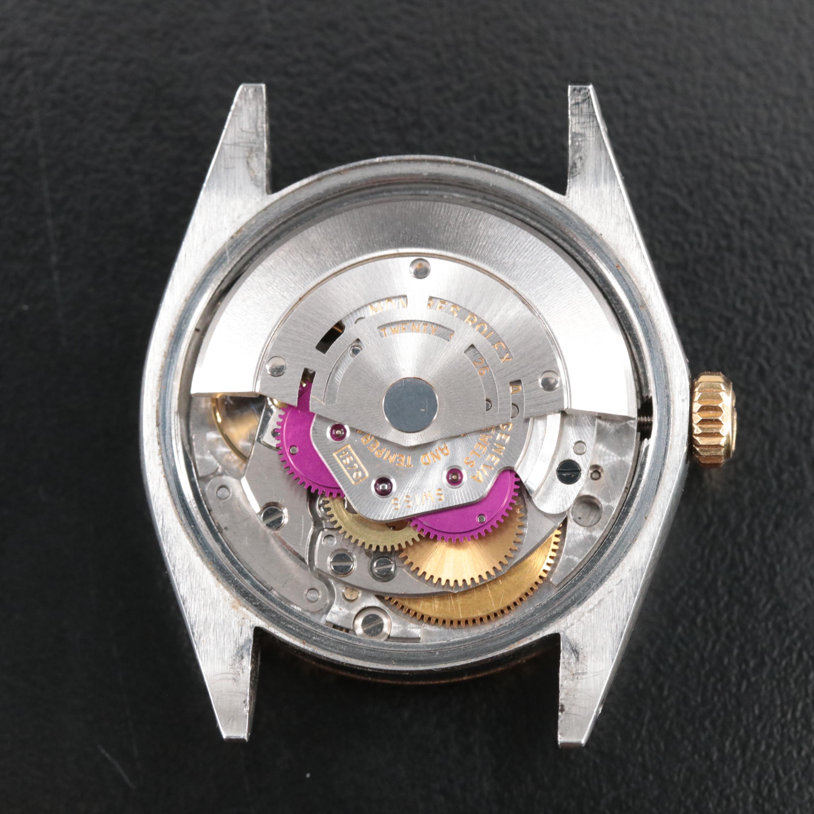 Rolex Date 34MM Gold and Steel Bracelet Rivet Champagne Automatic Watch