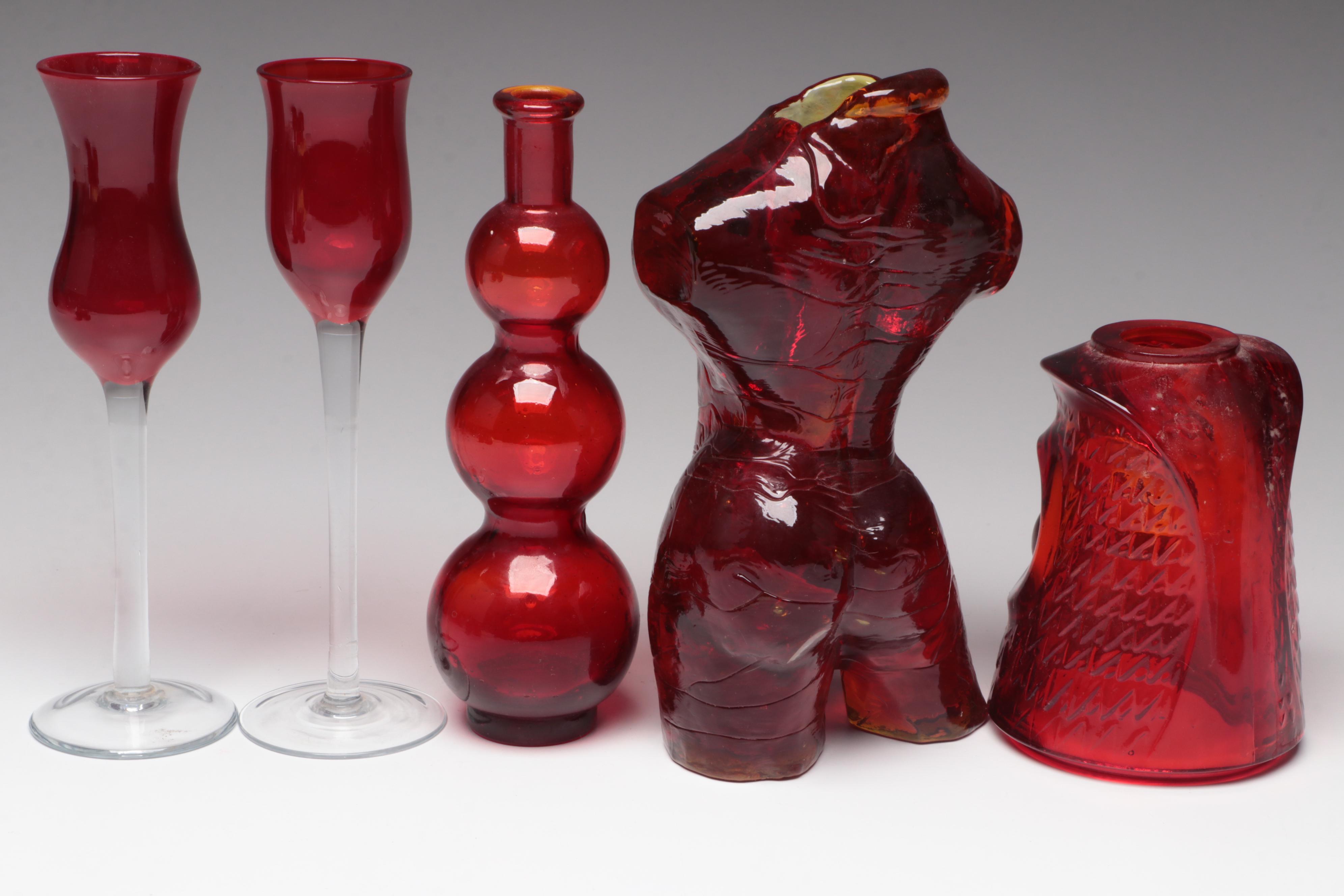 Floral Glass Box, Owl Fairy Lamp Candle Holder and More Ruby Red Glassware