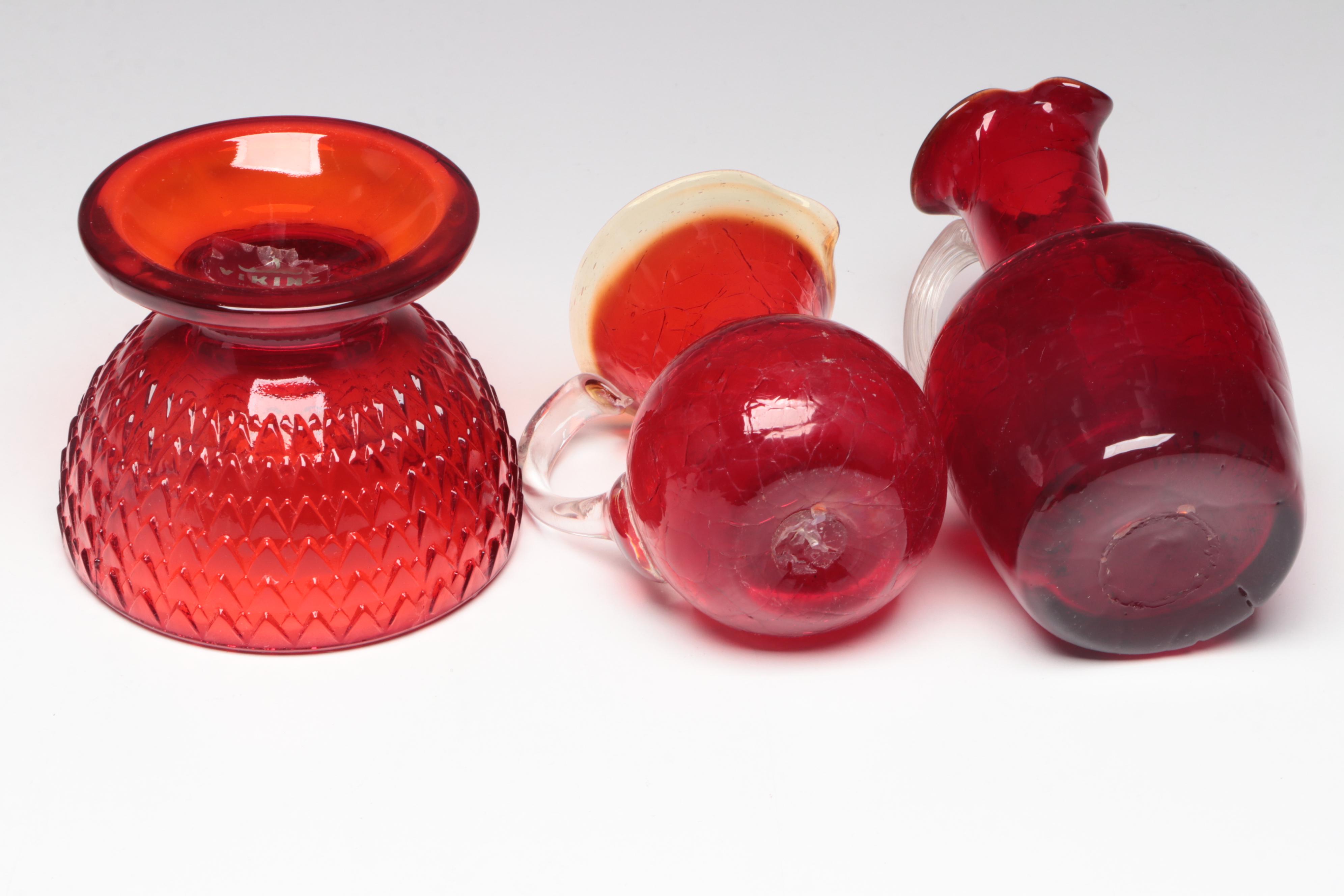 Floral Glass Box, Owl Fairy Lamp Candle Holder and More Ruby Red Glassware