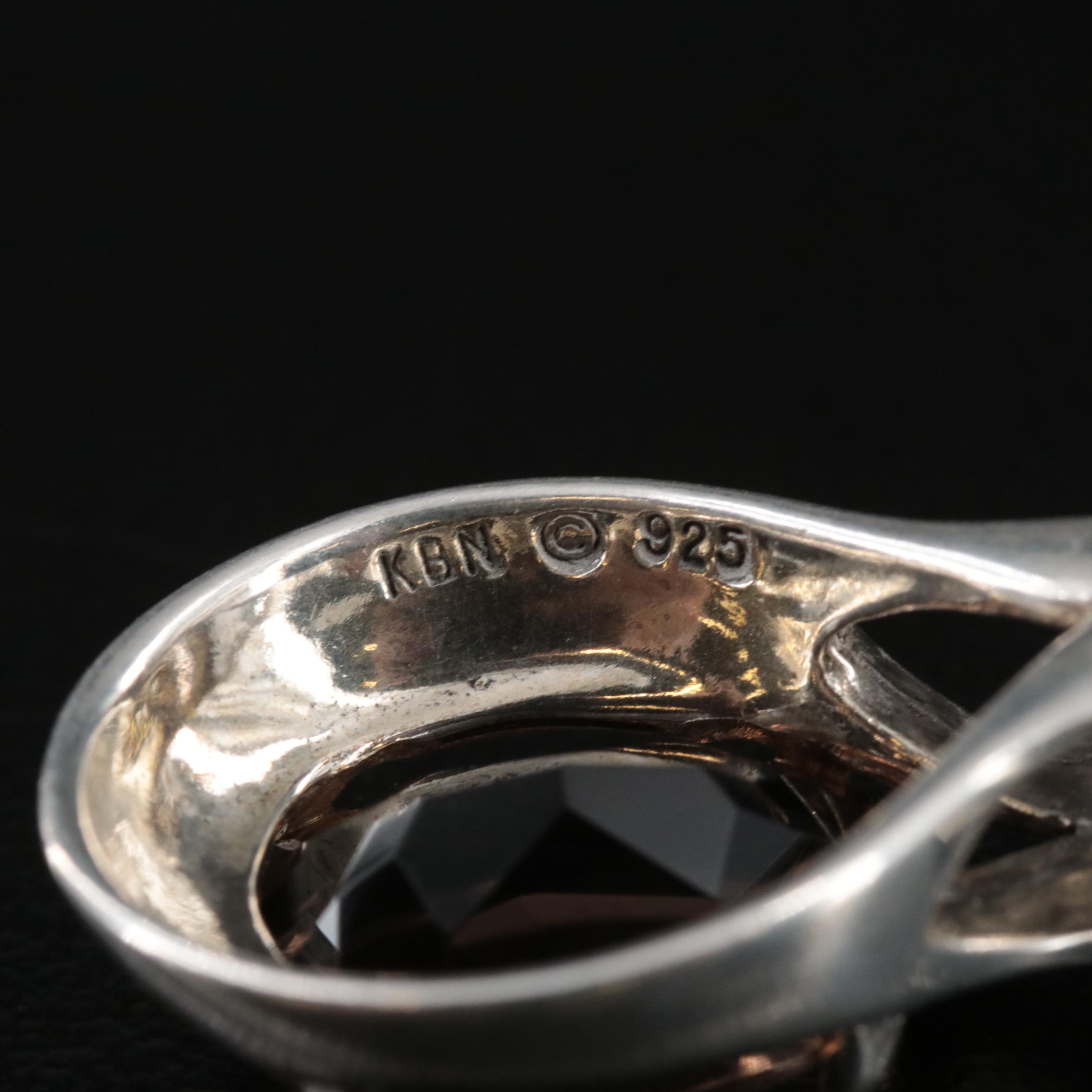 Kabana Sterling Smoky Quartz Pendant on Singapore Chain Necklace