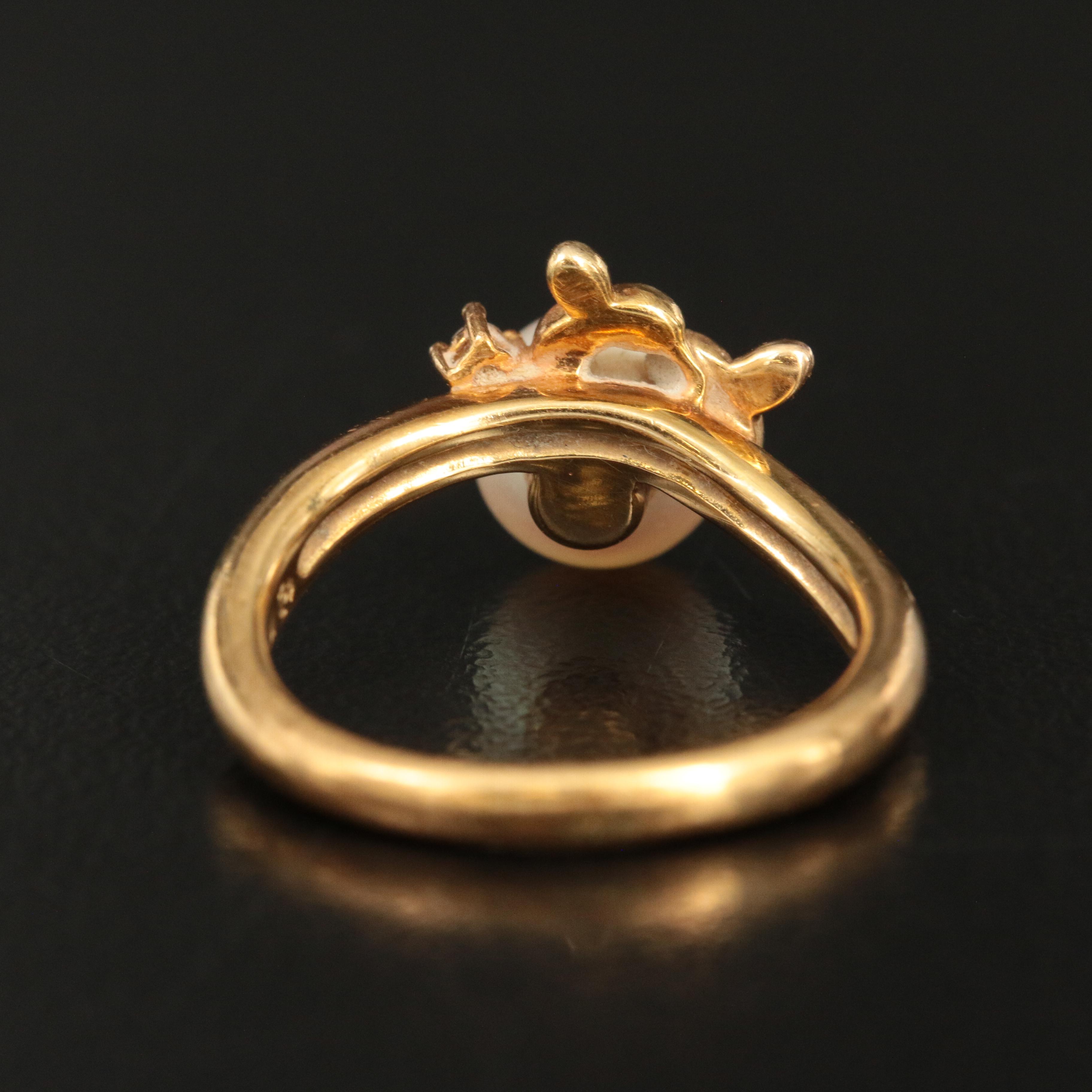 18K Tasaki Shinju Pearl Ring with Diamond Accent