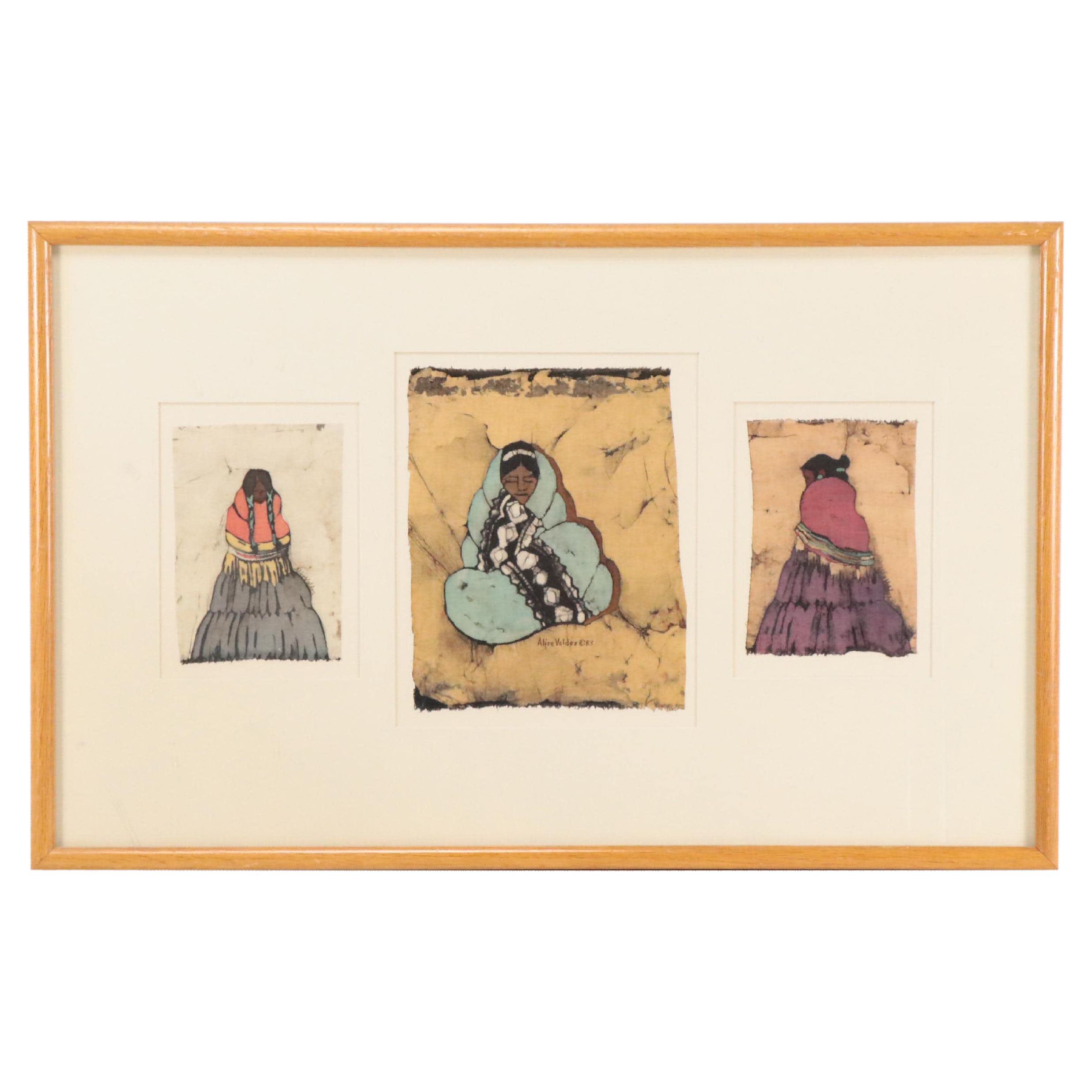 Alice Valdez Batik Portraits of Native American Women, 1983