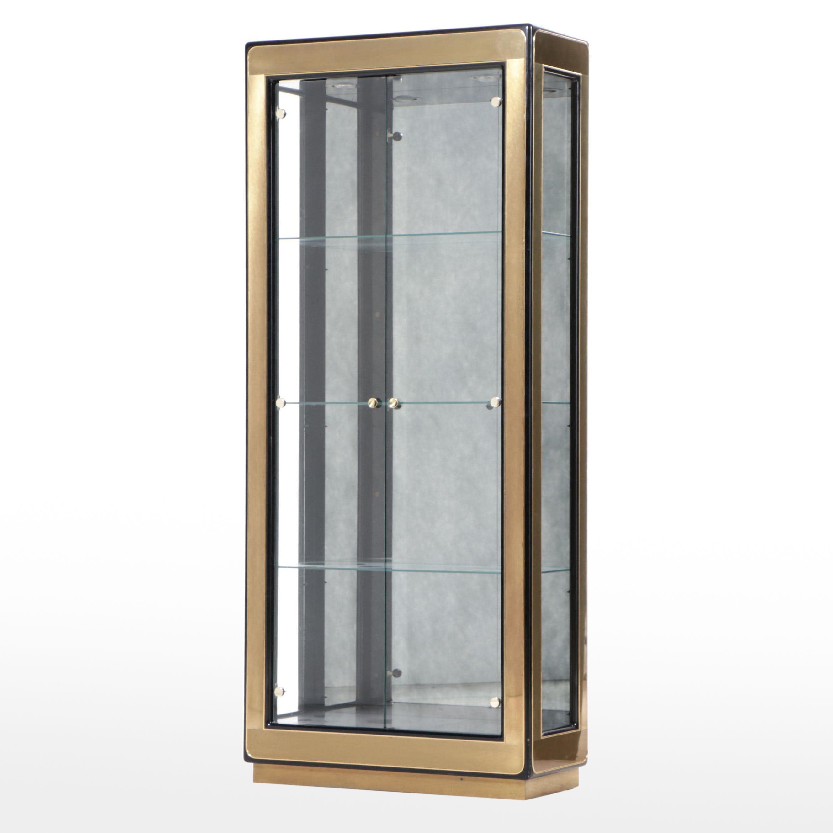 Mastercraft Chinese Style Brass-Mounted and Black-Lacquered Display Cabinet