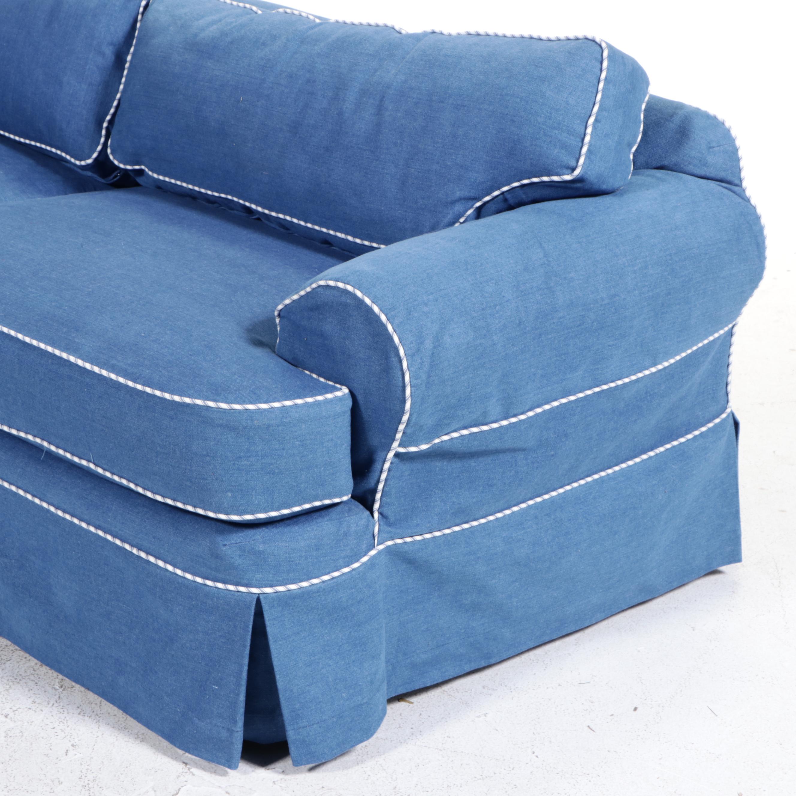 Preview Furniture for Beacon Hill  Denim-Slipcovered Sectional Sofa