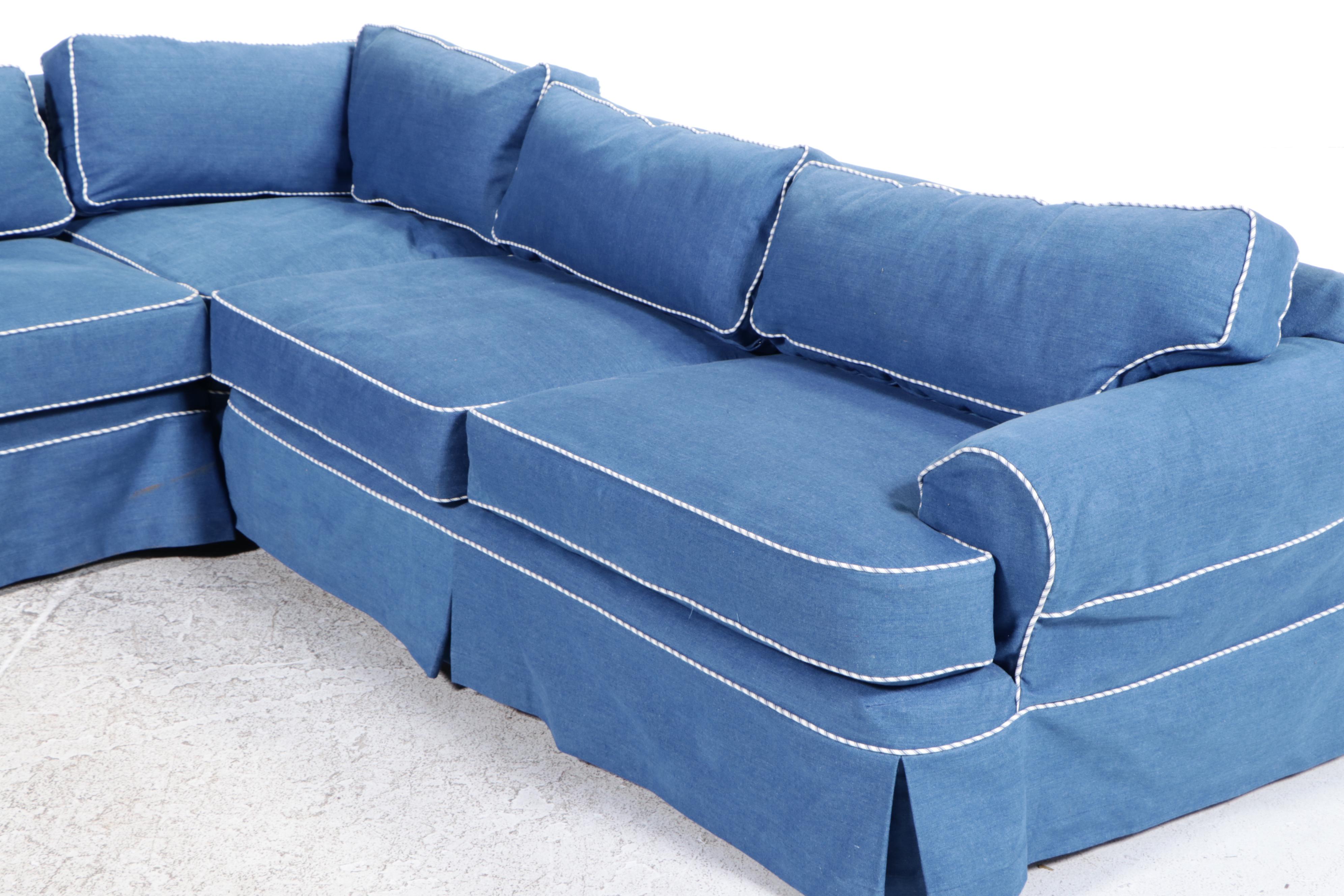 Preview Furniture for Beacon Hill  Denim-Slipcovered Sectional Sofa
