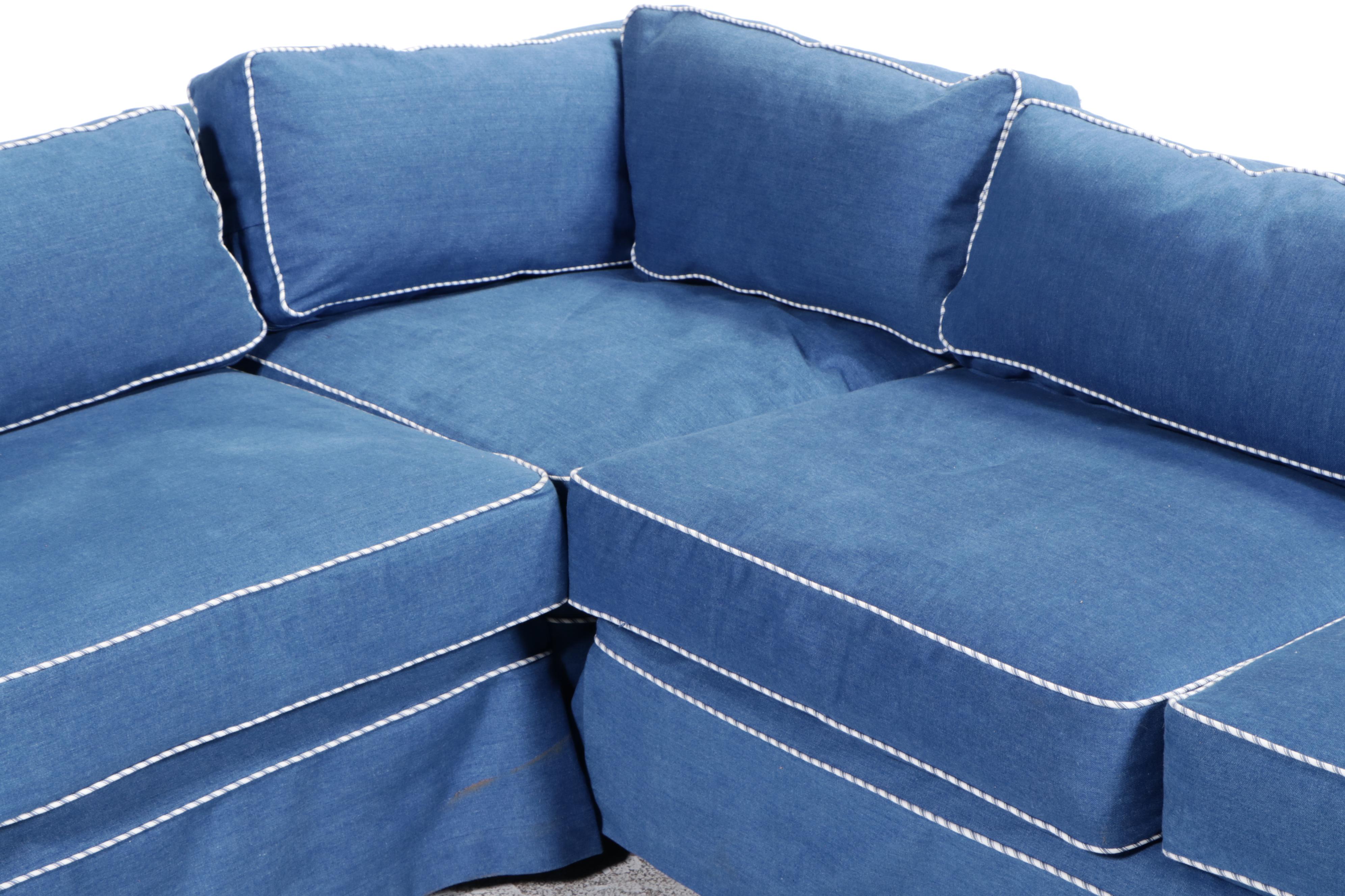 Preview Furniture for Beacon Hill  Denim-Slipcovered Sectional Sofa