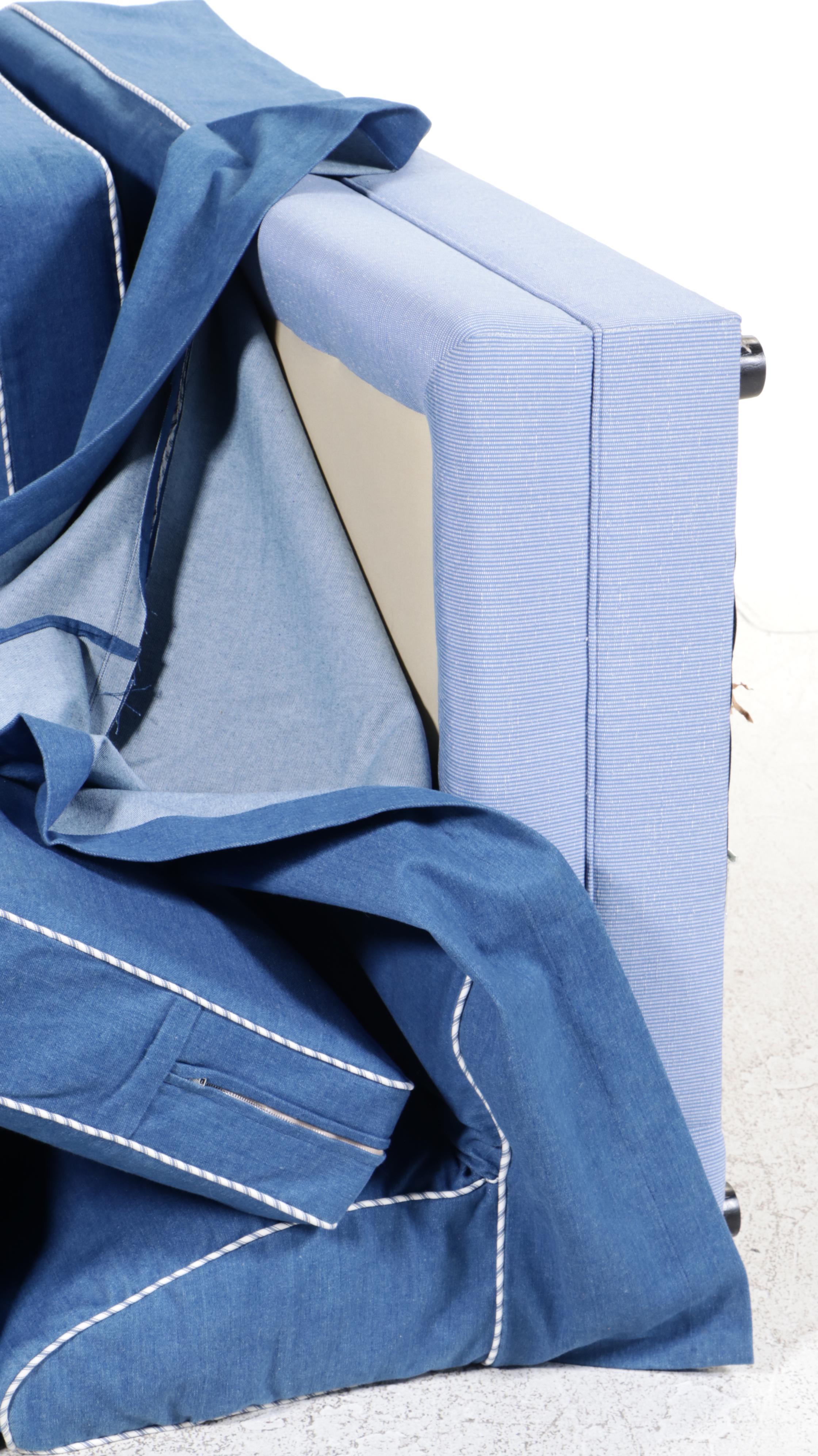 Preview Furniture for Beacon Hill  Denim-Slipcovered Sectional Sofa