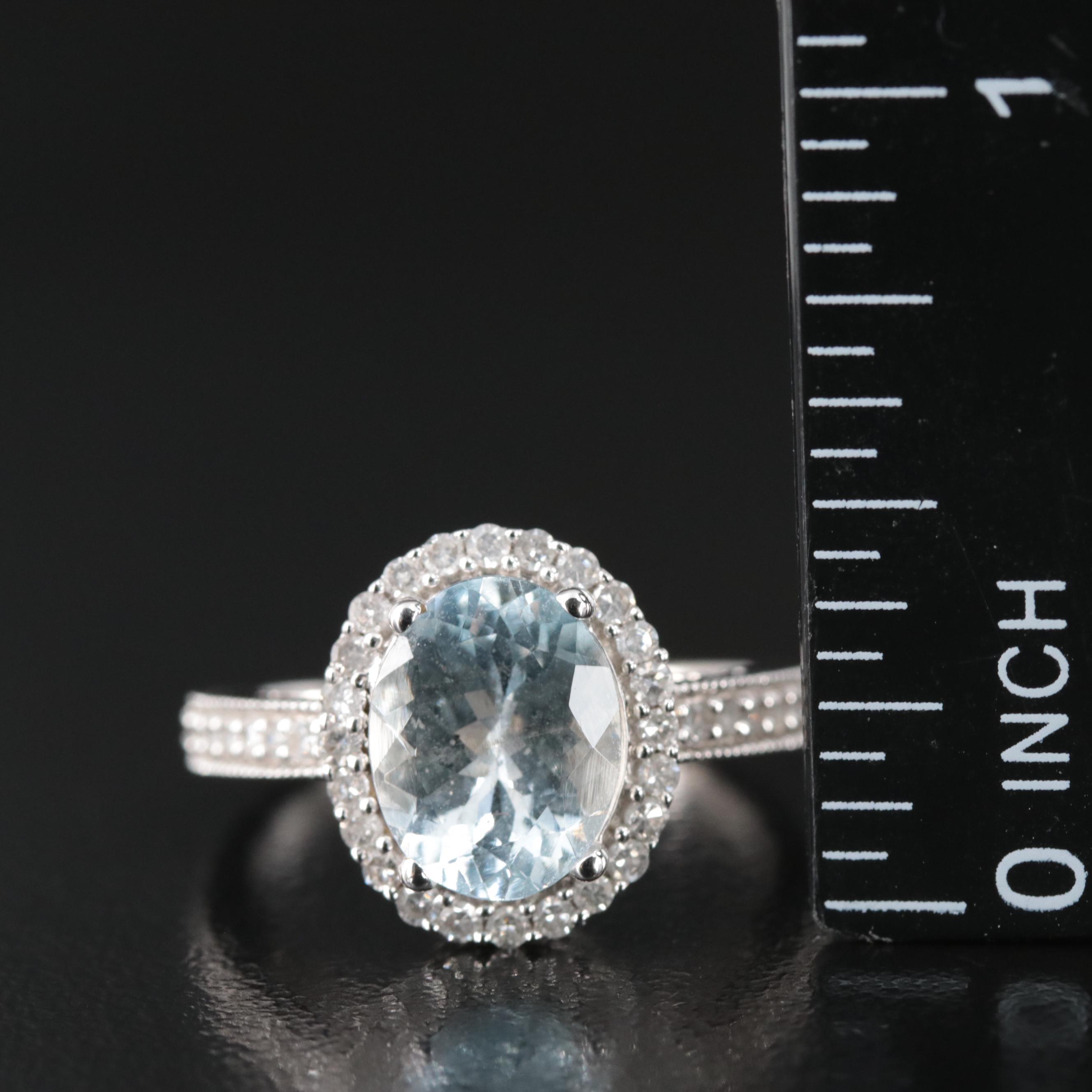 14K Aquamarine and Diamond Ring