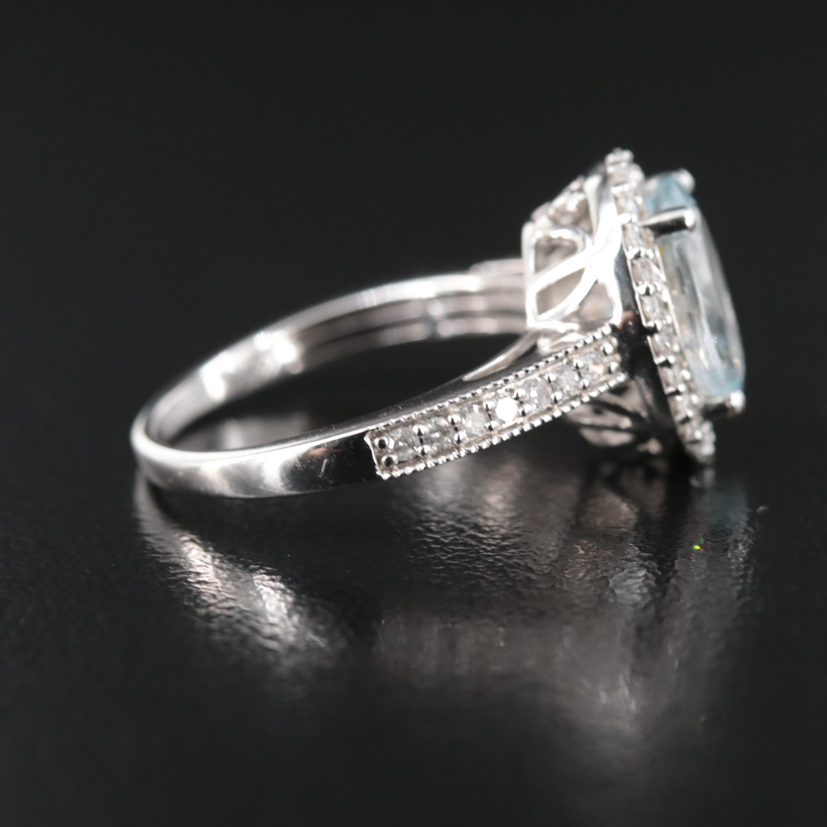 14K Aquamarine and Diamond Ring