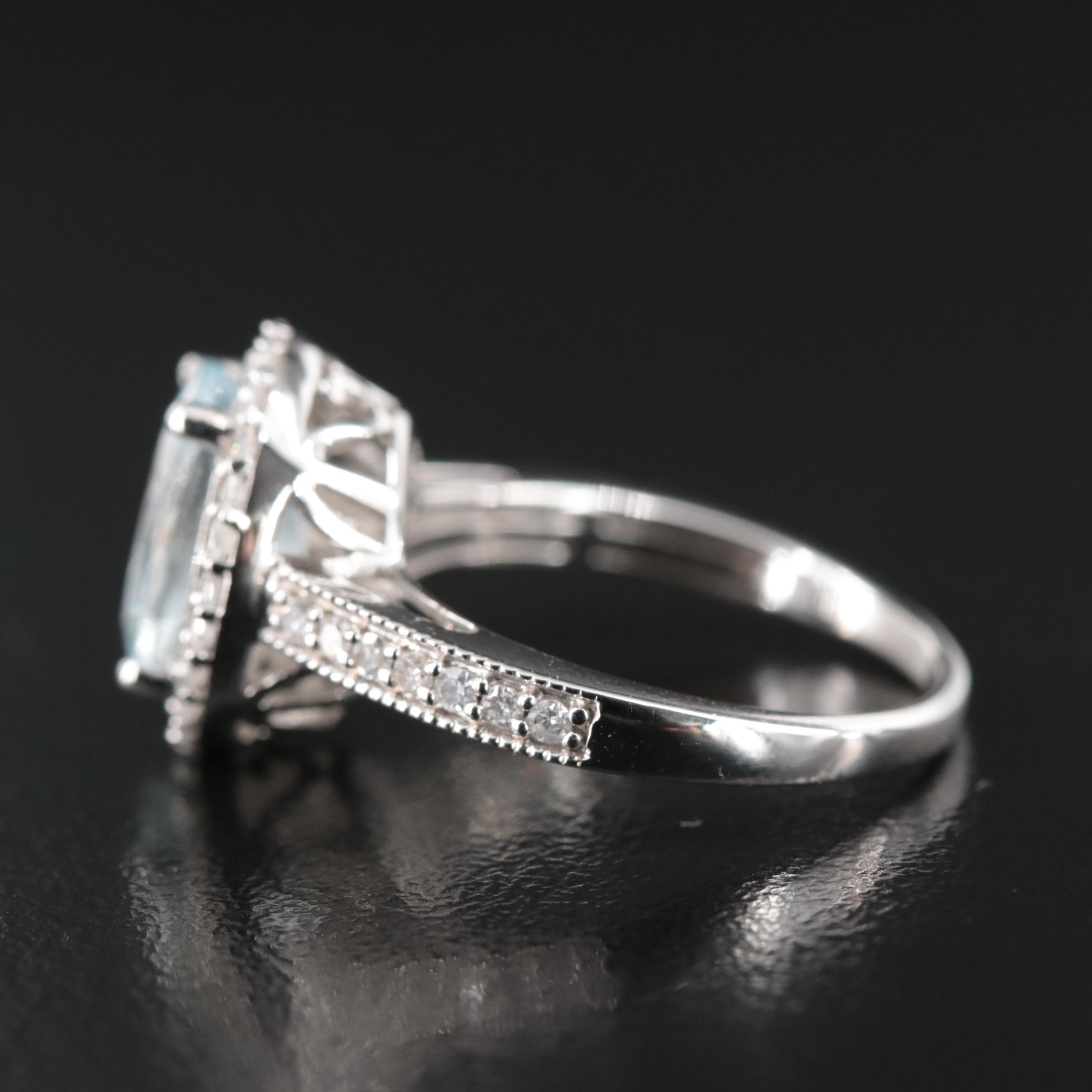 14K Aquamarine and Diamond Ring