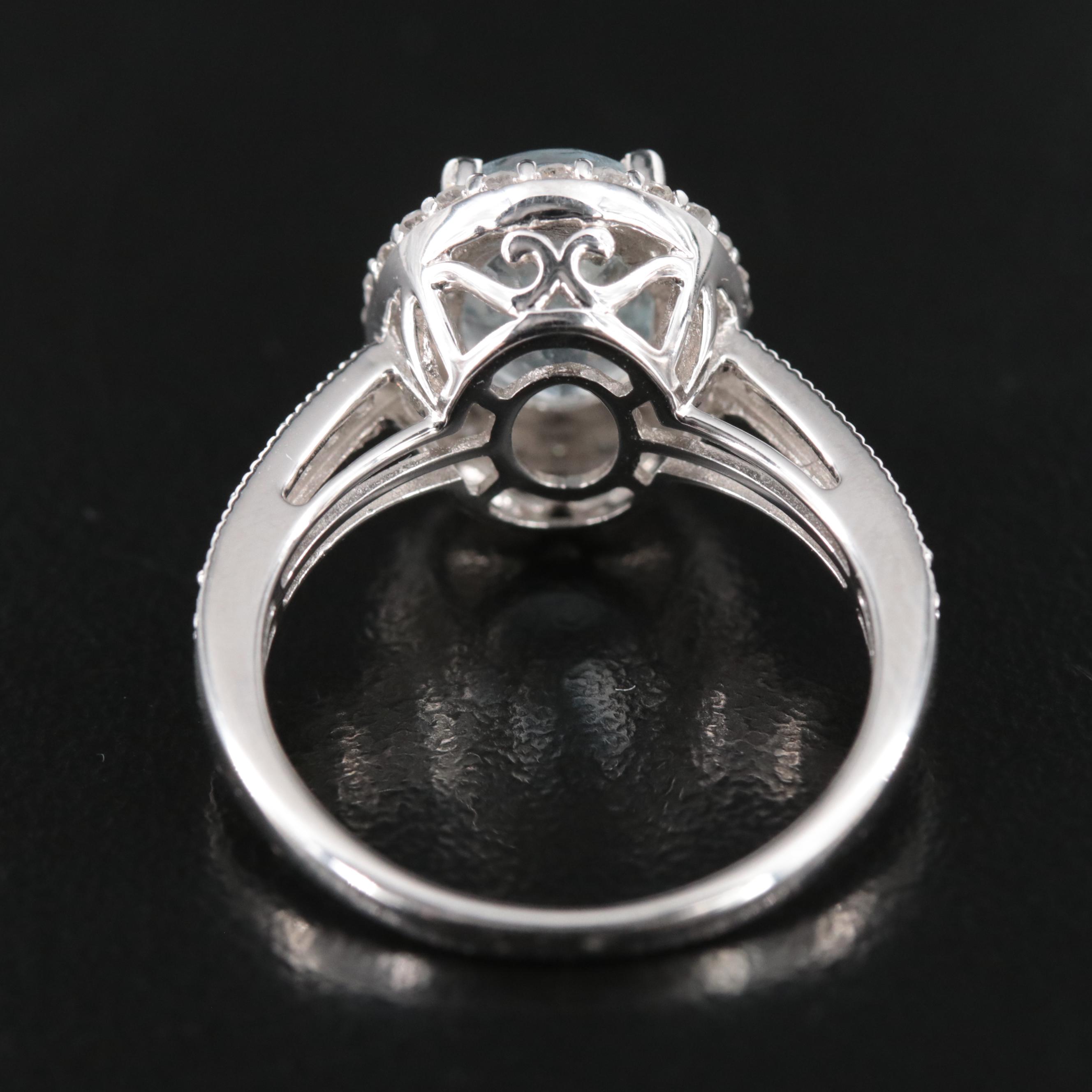 14K Aquamarine and Diamond Ring