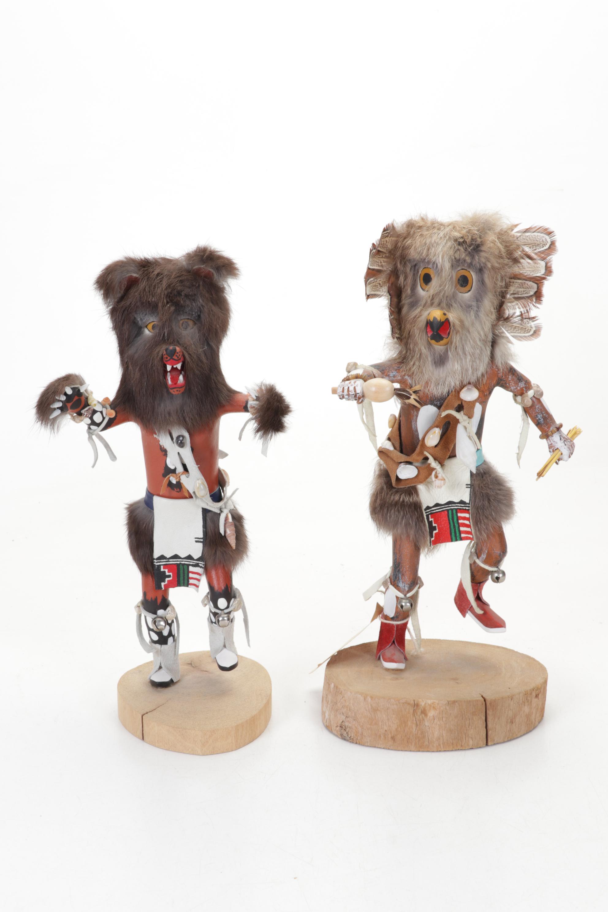 Jimmie Homer "Buffalo Dancer", Raymond Parkette Ogre, Bear & Owl Kachinas