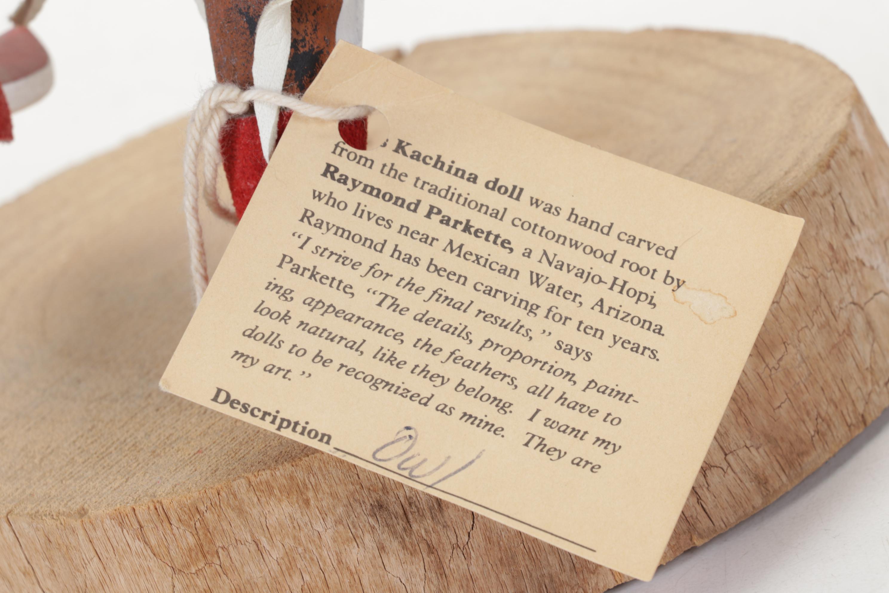 Jimmie Homer "Buffalo Dancer", Raymond Parkette Ogre, Bear & Owl Kachinas