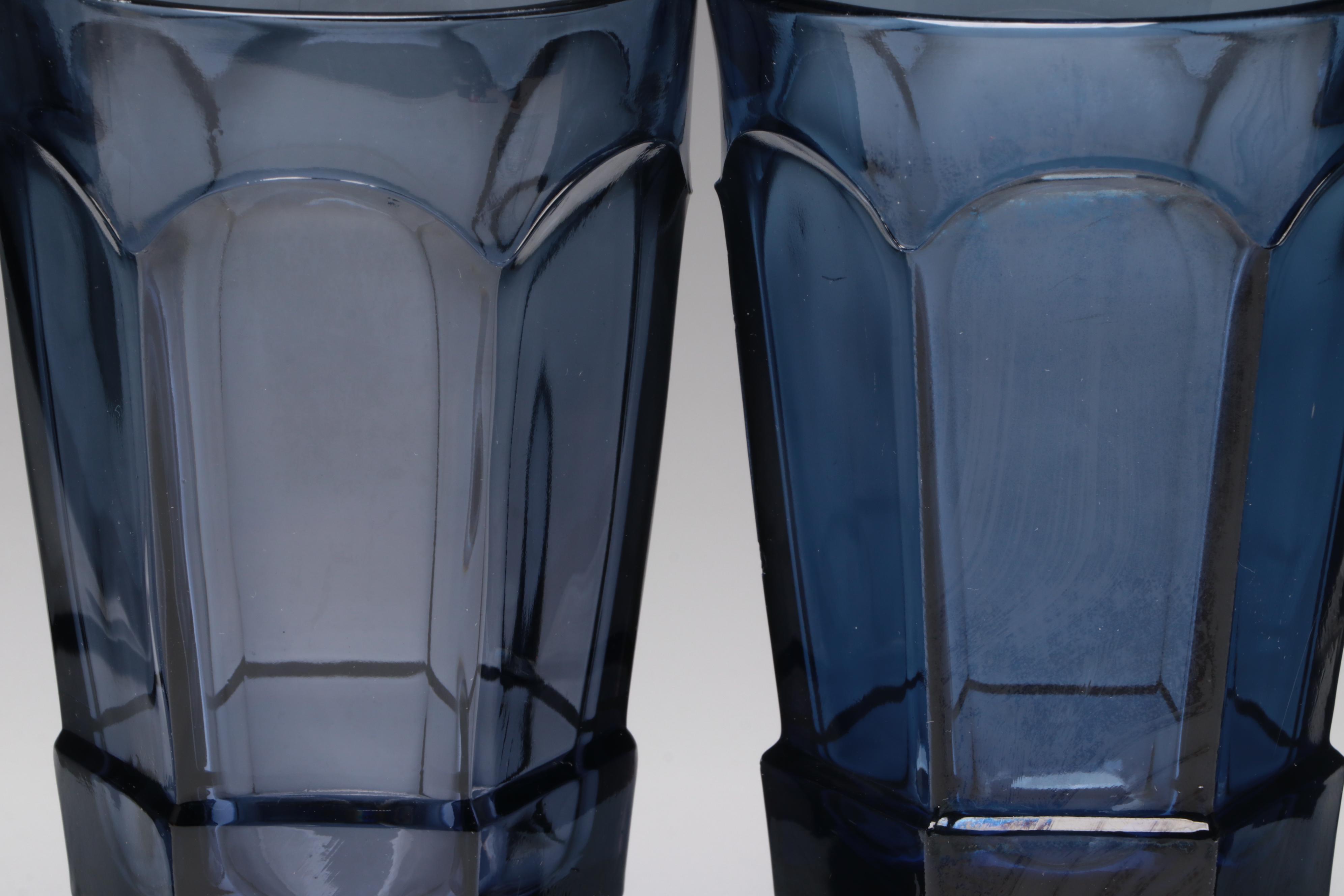 Fostoria "Virginia" Dark Blue Glass Iced Tea Glasses, 1980-1986